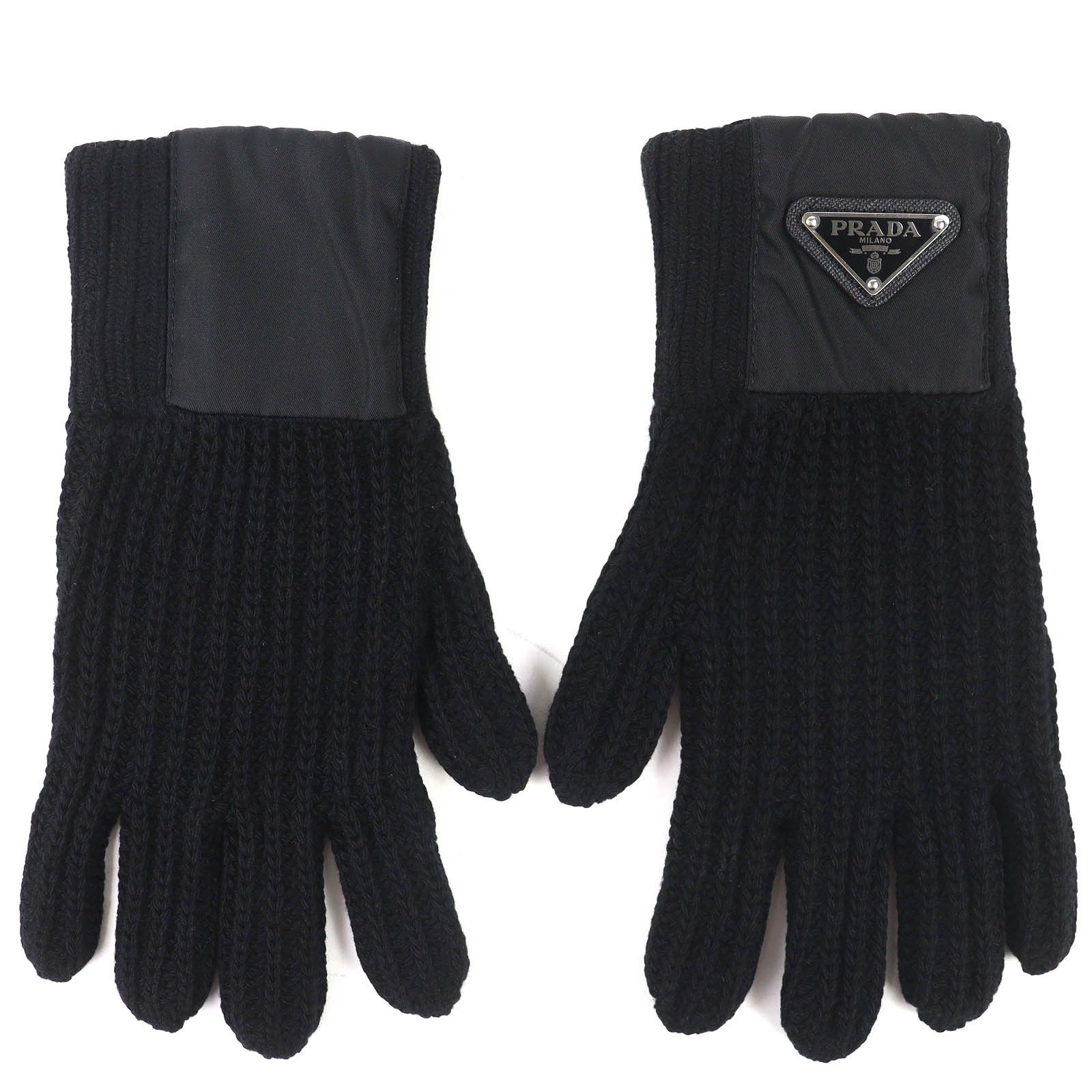 Prada Prada Prada Triangle Rib Knit Leather Gloves Textile Gloves UMK75 DUTY FREE for USA Size ONE SIZE - 2 Thumbnail