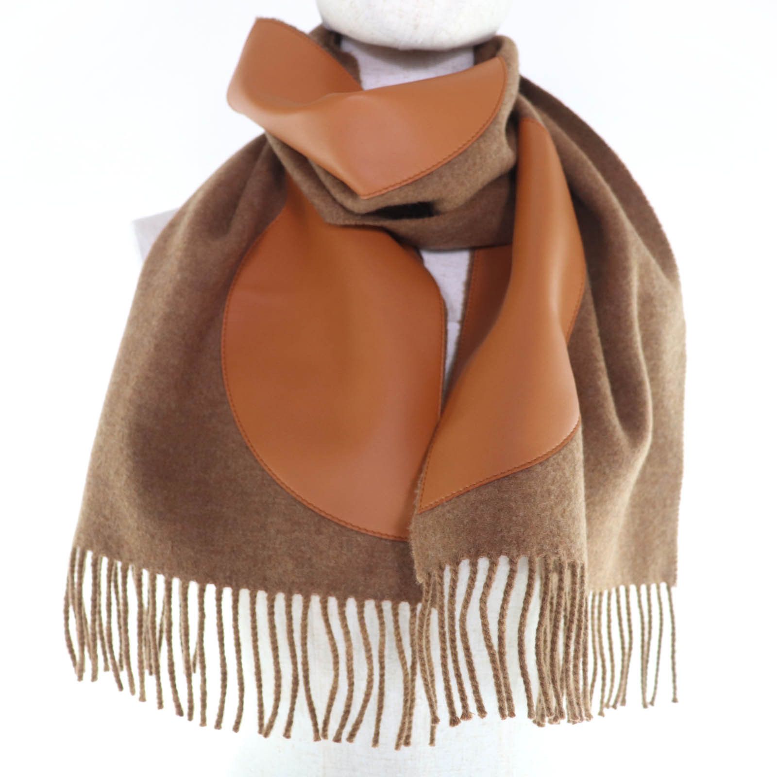 Hermes Hermes Hermes POIS CUIR Cashmere Lambskin Scarf Leather Scarf DUTY FREE for USA Size ONE SIZE - 4 Thumbnail