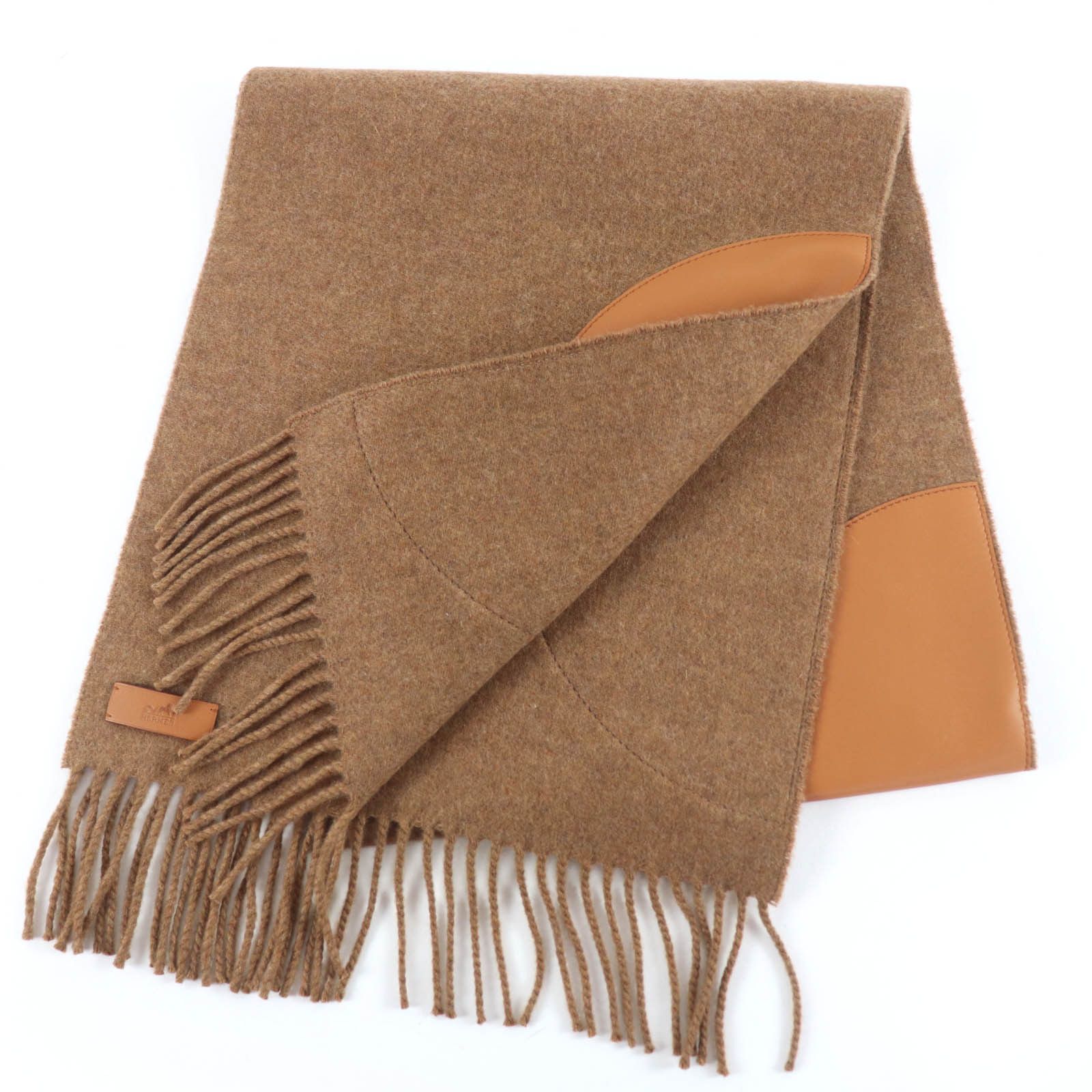 Hermes Hermes Hermes POIS CUIR Cashmere Lambskin Scarf Leather Scarf DUTY FREE for USA Size ONE SIZE - 3 Thumbnail