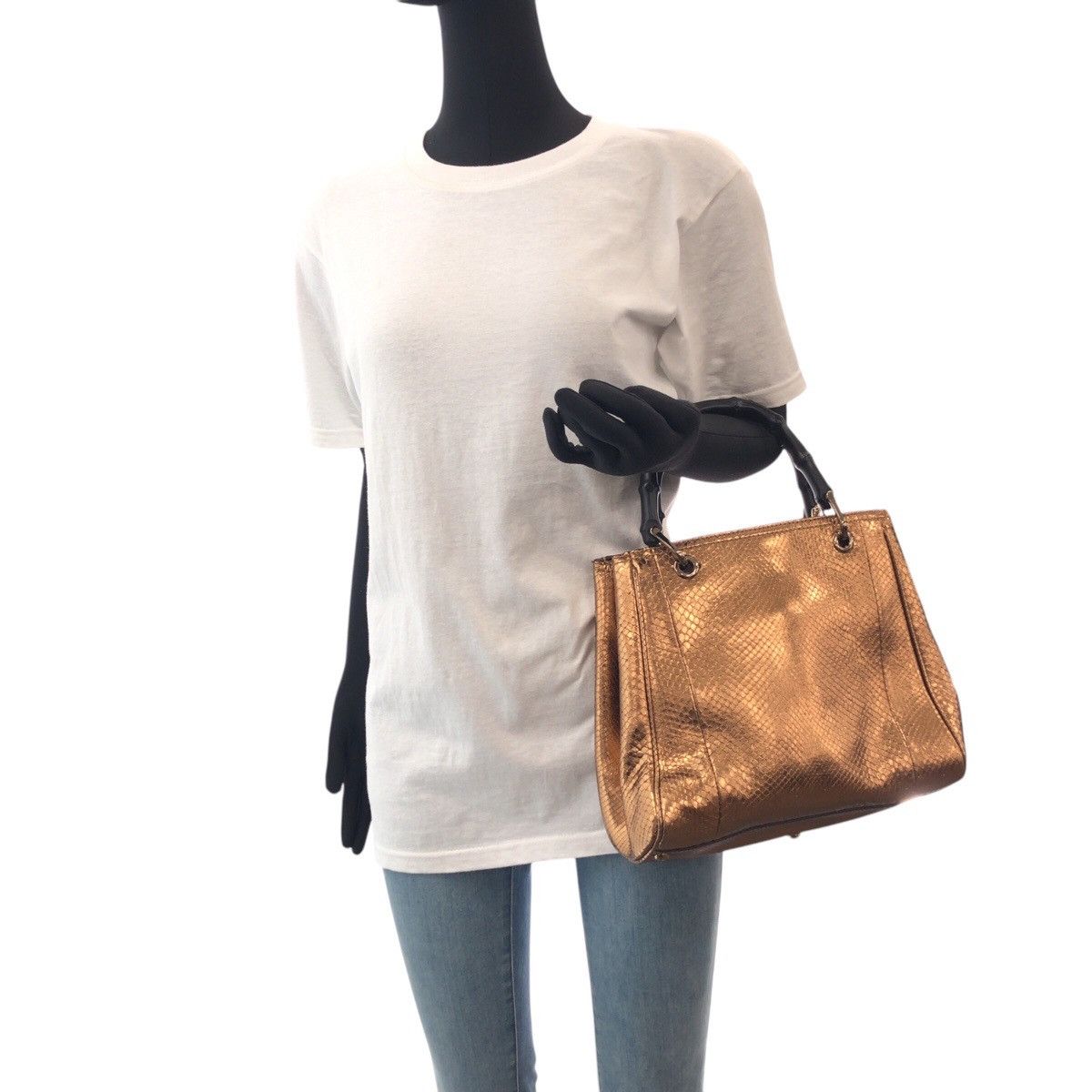 Gucci Gucci Gucci Bamboo Shopper Small Python 2way bag Leather Tote Bag 336032 DUTY FREE for USA Size ONE SIZE - 6 Thumbnail