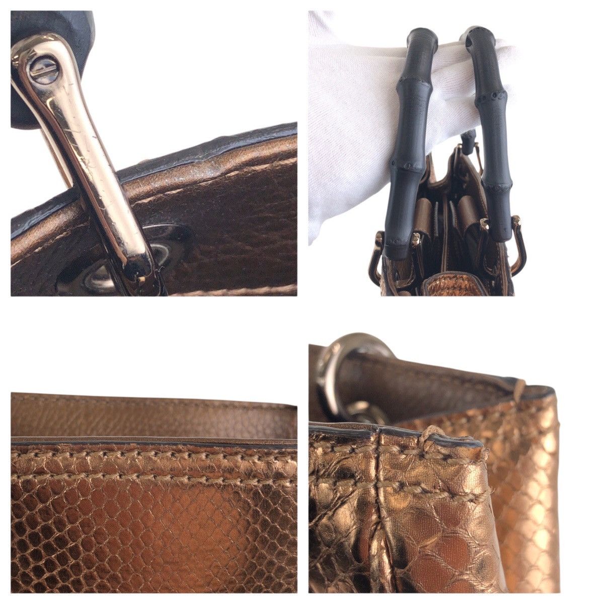 Gucci Gucci Gucci Bamboo Shopper Small Python 2way bag Leather Tote Bag 336032 DUTY FREE for USA Size ONE SIZE - 5 Thumbnail