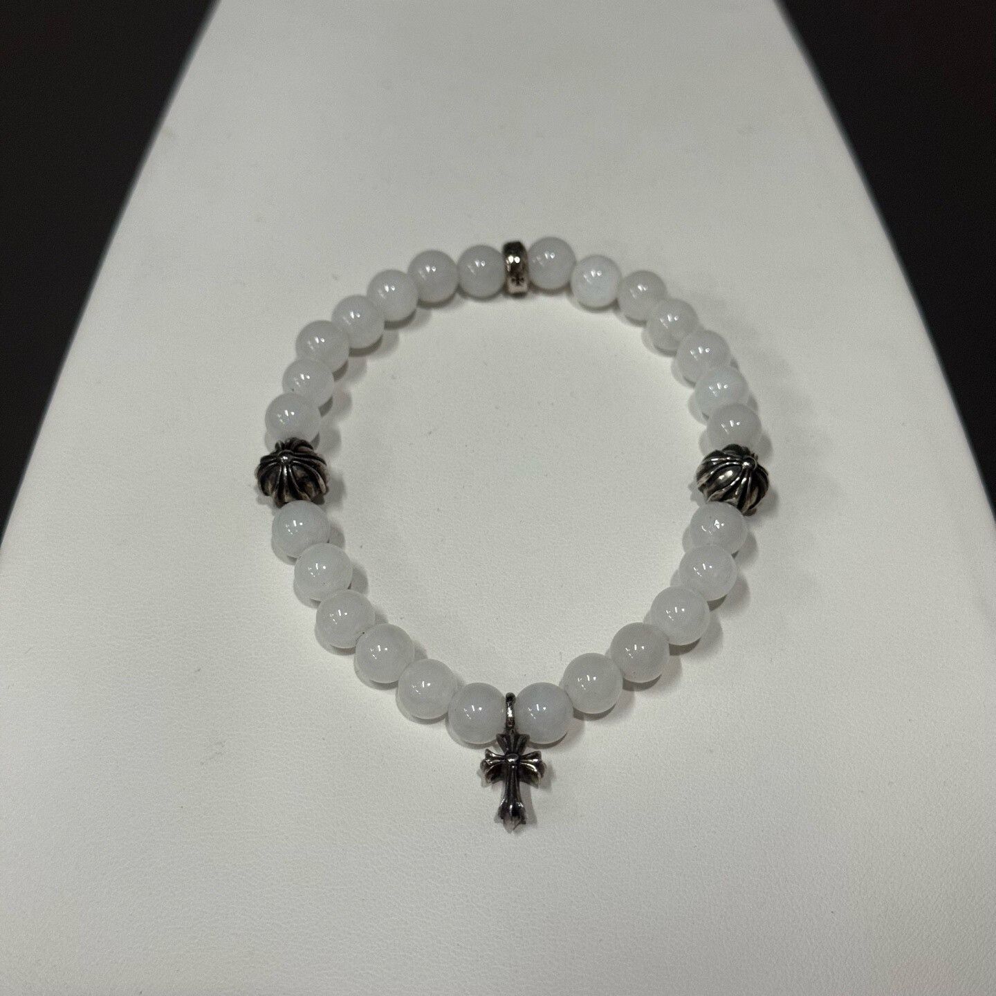 Chrome Hearts Chrome Hearts White Agate Silver Cross Bracelet Size ONE SIZE - 2 Thumbnail