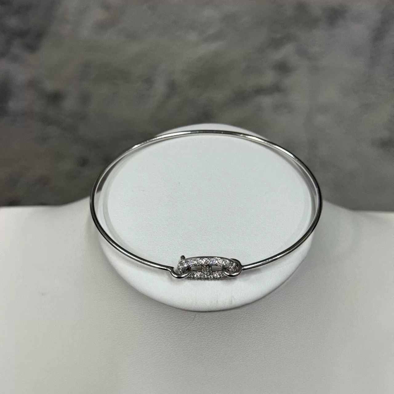 Hermes Hermes Full Diamond Pig Nose Platinum Bangle Size ONE SIZE - 2 Thumbnail