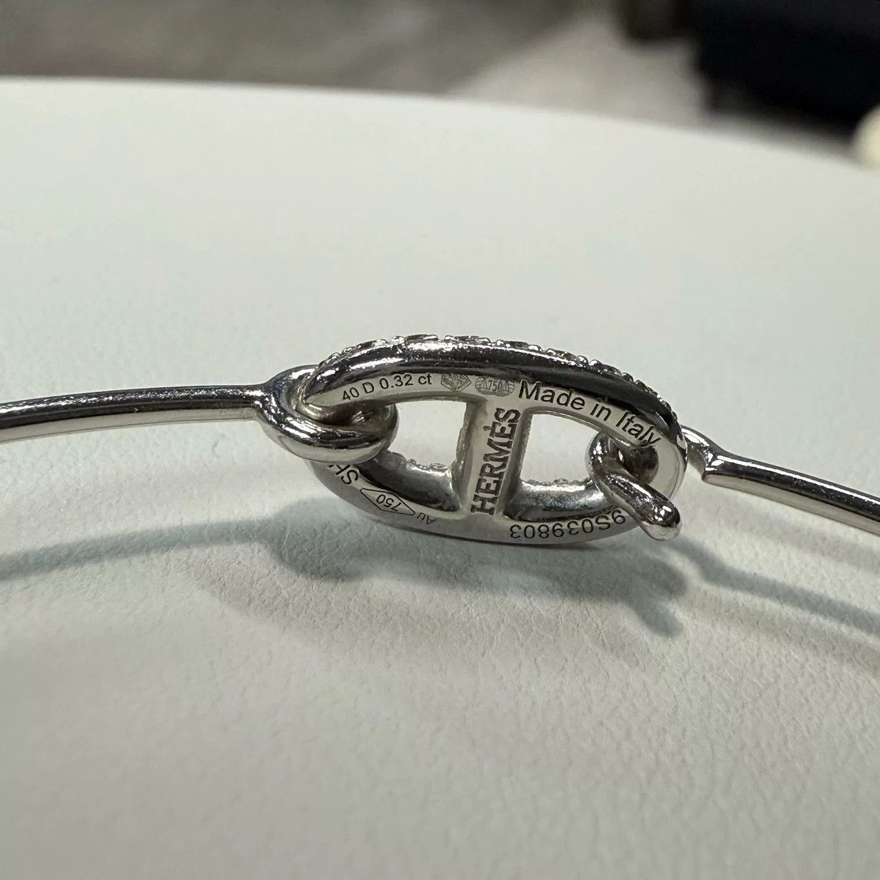 Hermes Hermes Full Diamond Pig Nose Platinum Bangle Size ONE SIZE - 5 Thumbnail