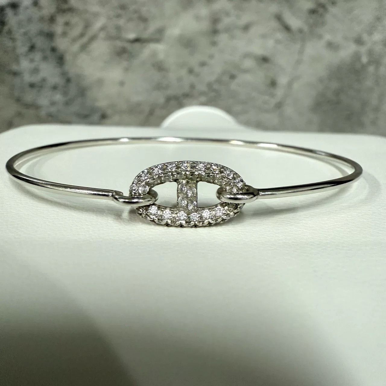Hermes Hermes Full Diamond Pig Nose Platinum Bangle Size ONE SIZE - 3 Thumbnail