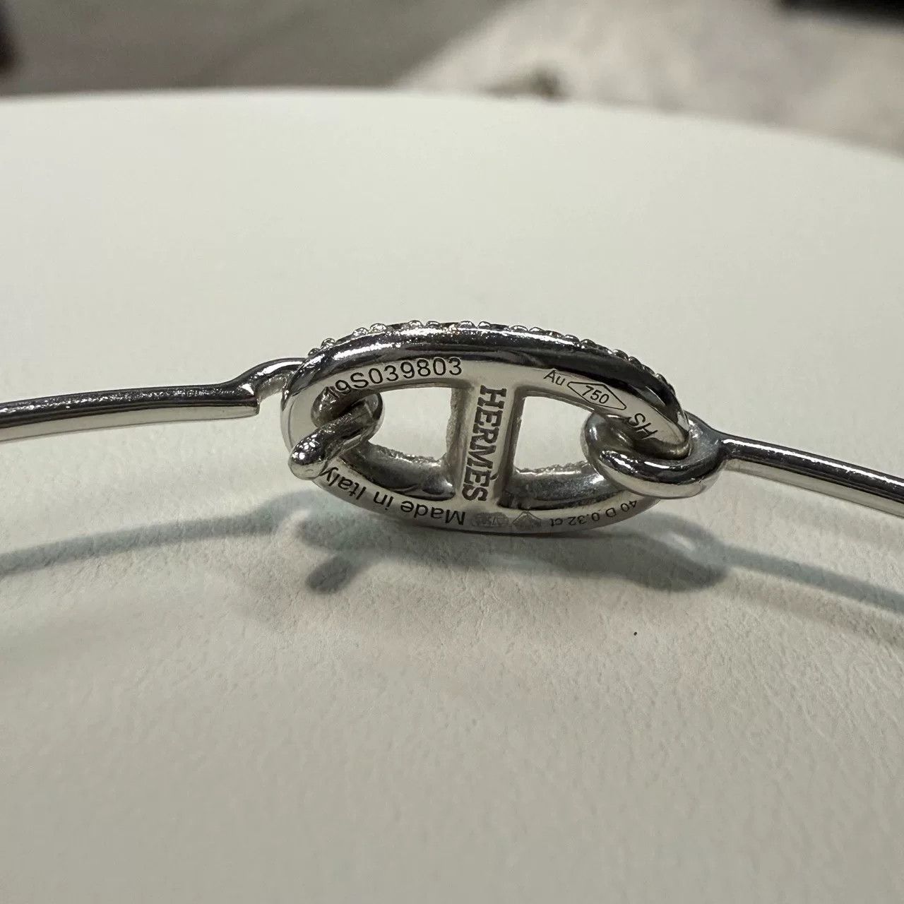 Hermes Hermes Full Diamond Pig Nose Platinum Bangle Size ONE SIZE - 4 Thumbnail