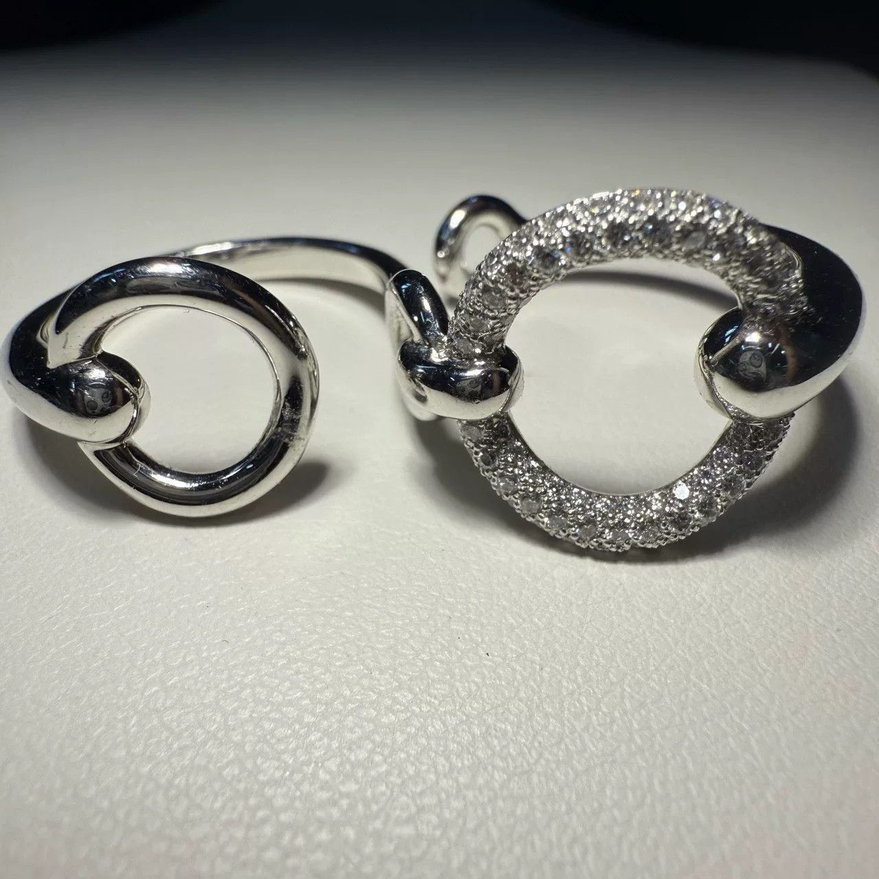 Hermes Hermes Double Light White Gold Ring Size ONE SIZE - 6 Thumbnail