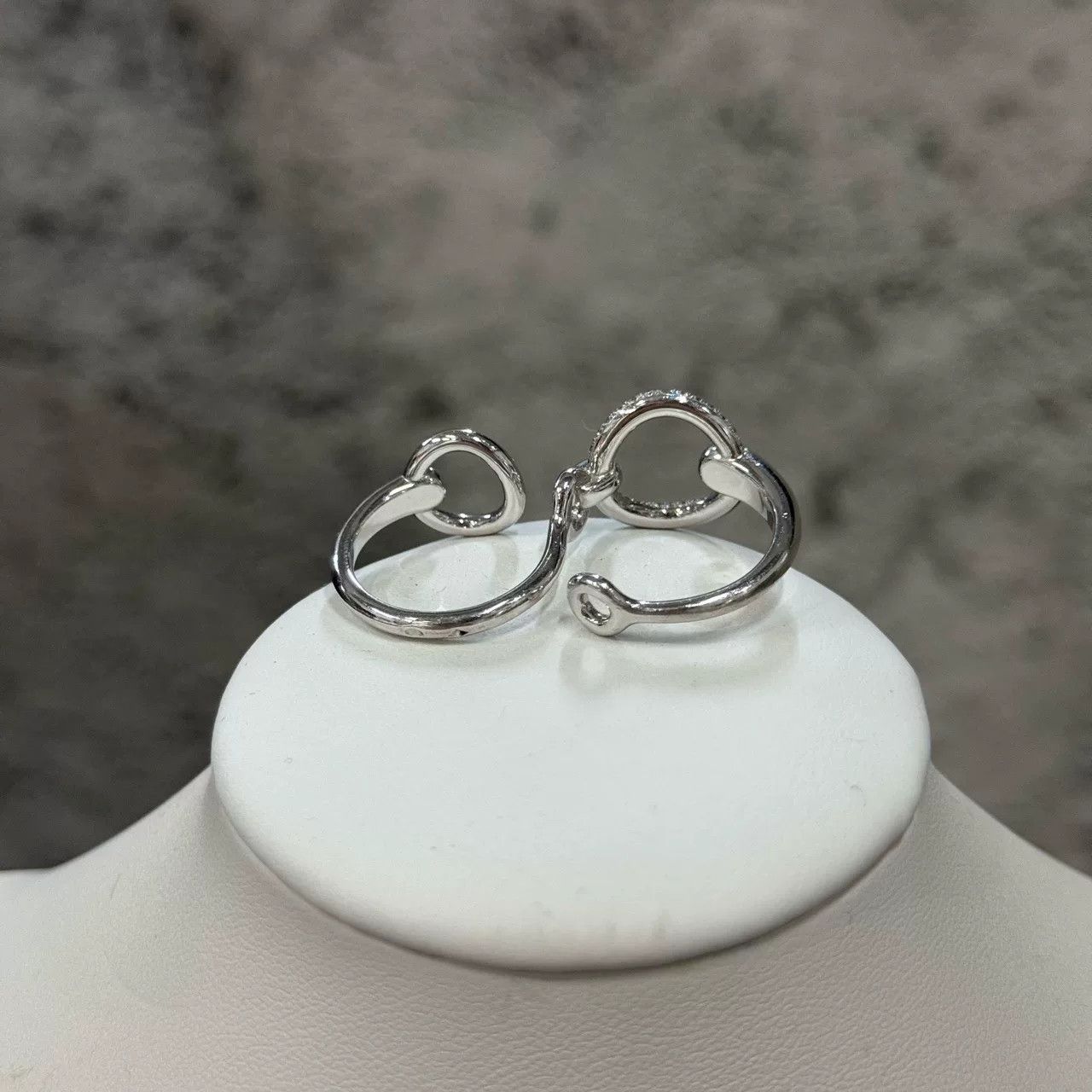 Hermes Hermes Double Light White Gold Ring Size ONE SIZE - 2 Thumbnail