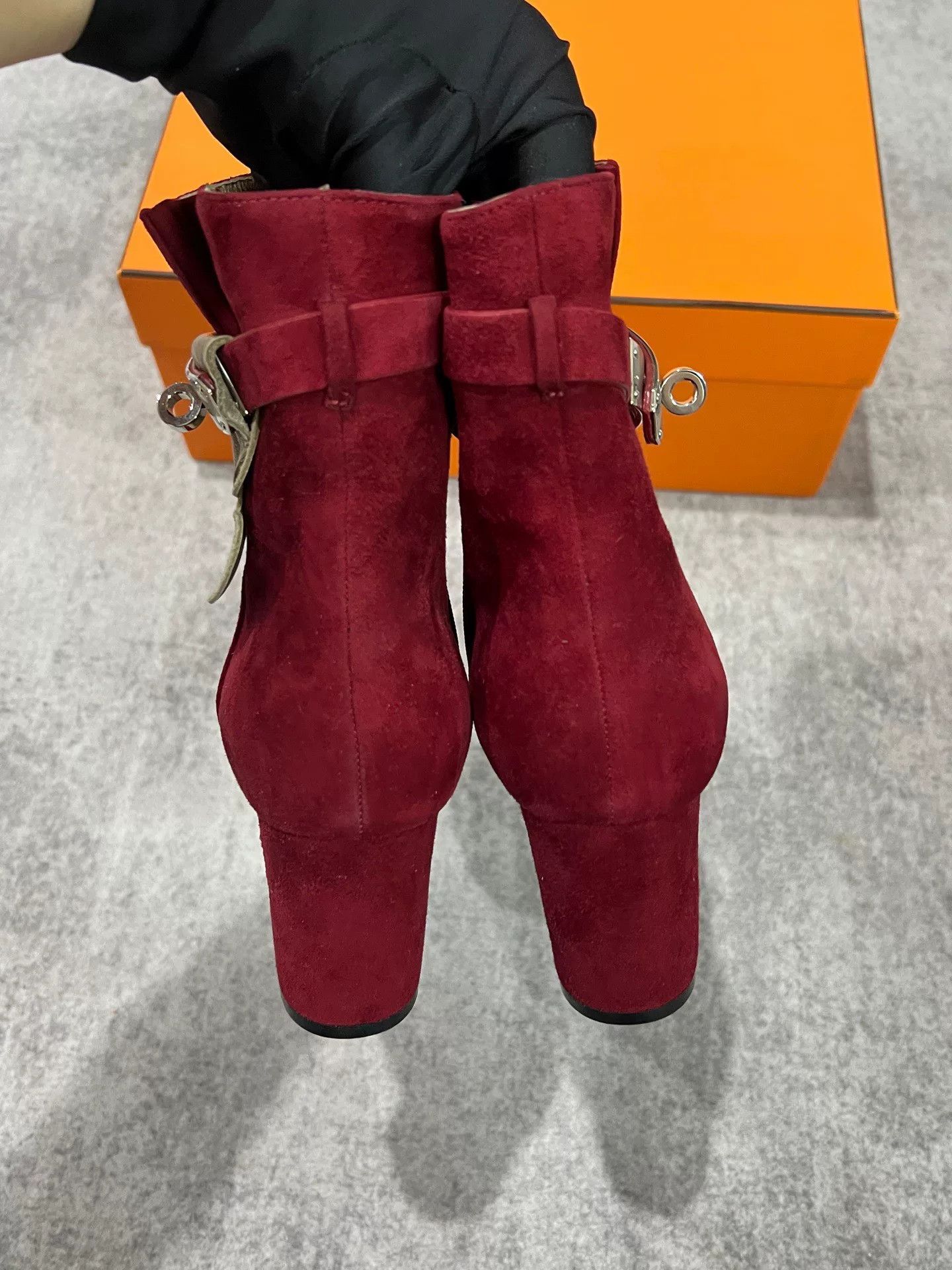 Hermes Hermes Red Kelly Silver Buckle Ankle Boots Size US 6 / IT 36 - 6 Thumbnail