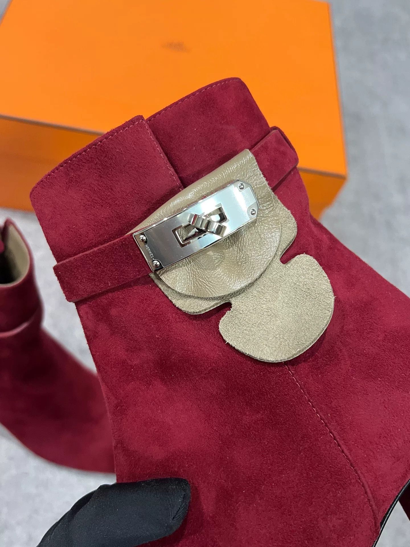Hermes Hermes Red Kelly Silver Buckle Ankle Boots Size US 6 / IT 36 - 4 Thumbnail