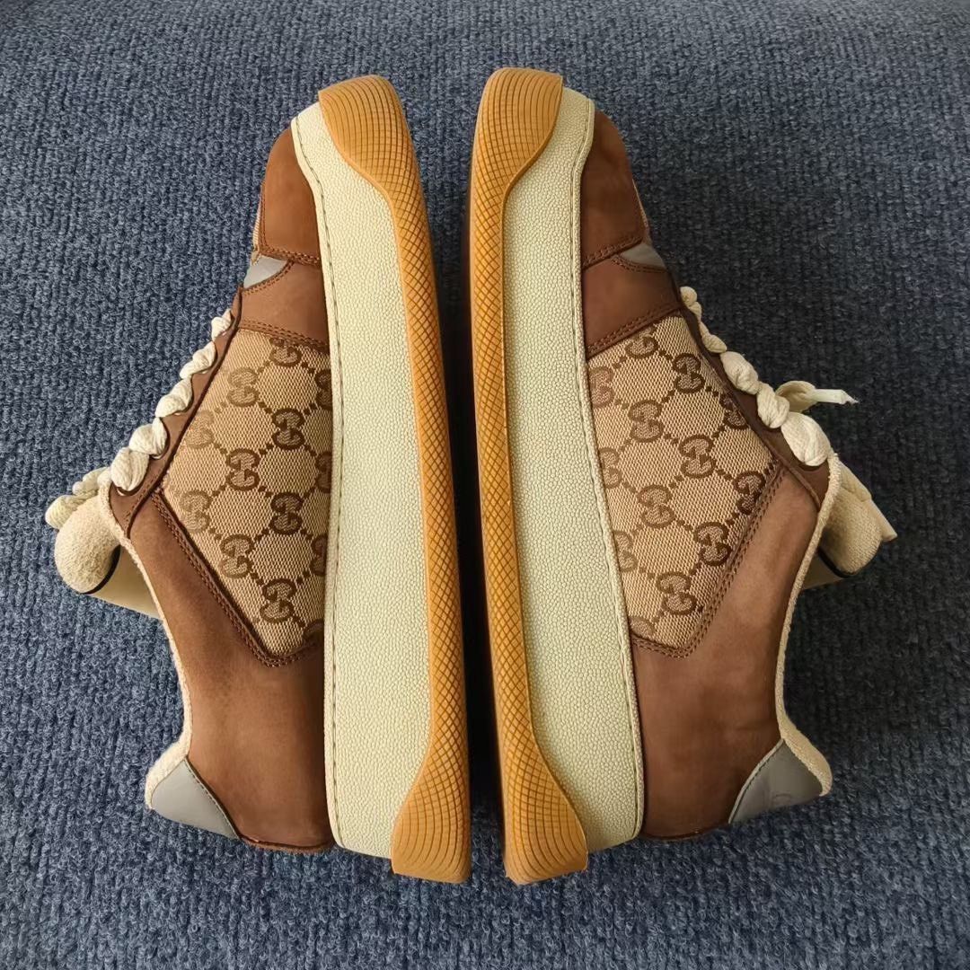 Gucci Gucci Screener Leather GG Canvas Low-Top Sneakers Size US 8 / EU 41 - 5 Thumbnail