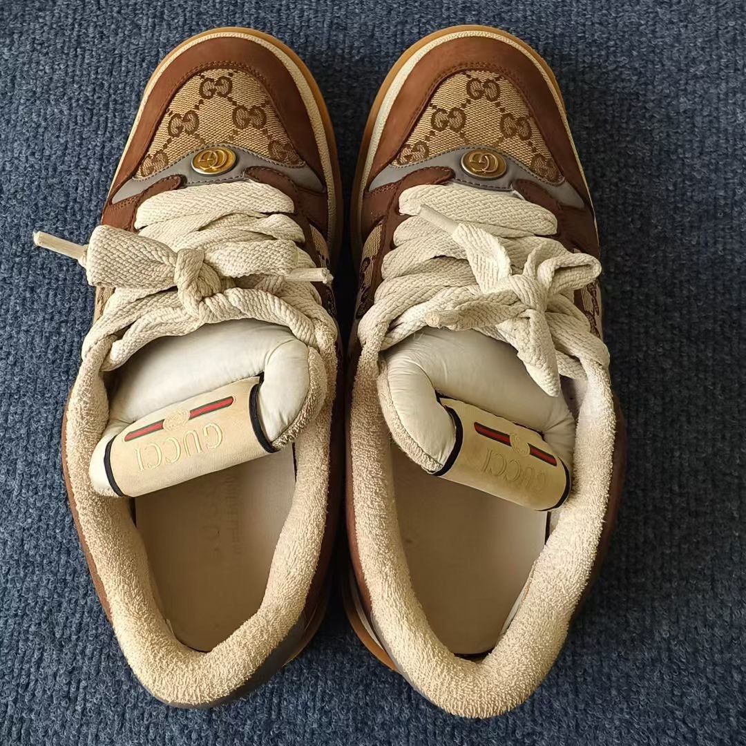 Gucci Gucci Screener Leather GG Canvas Low-Top Sneakers Size US 8 / EU 41 - 4 Thumbnail