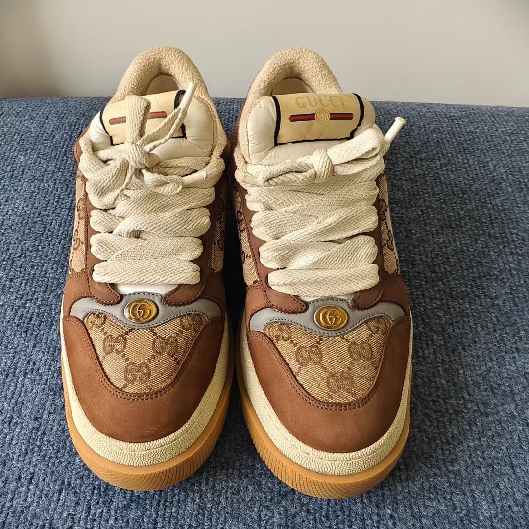Gucci Gucci Screener Leather GG Canvas Low-Top Sneakers Size US 8 / EU 41 - 2 Thumbnail