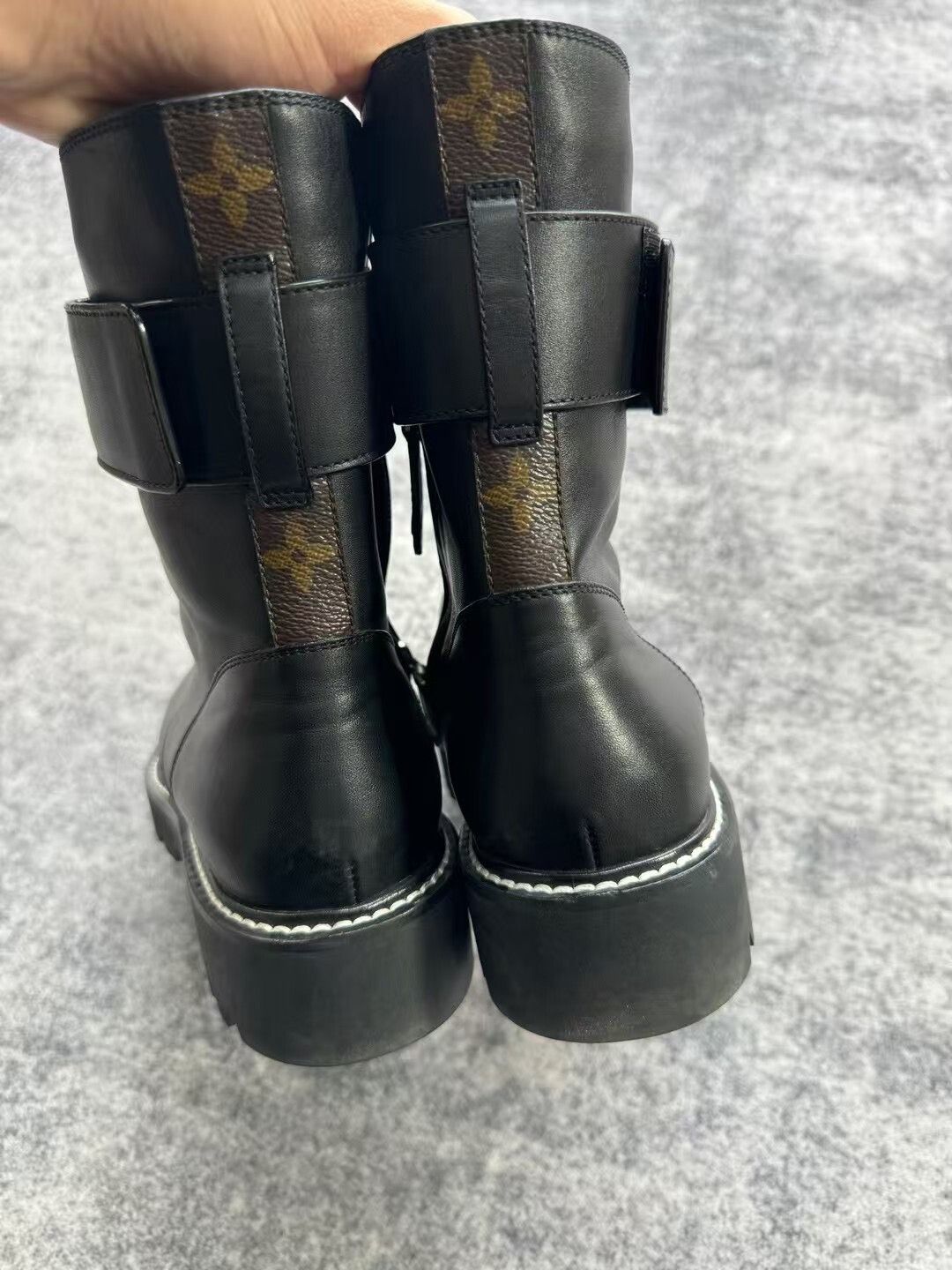 Louis Vuitton Louis Vuitton Black Silver Logo Martin Boots Size US 7.5 / IT 37.5 - 3 Thumbnail