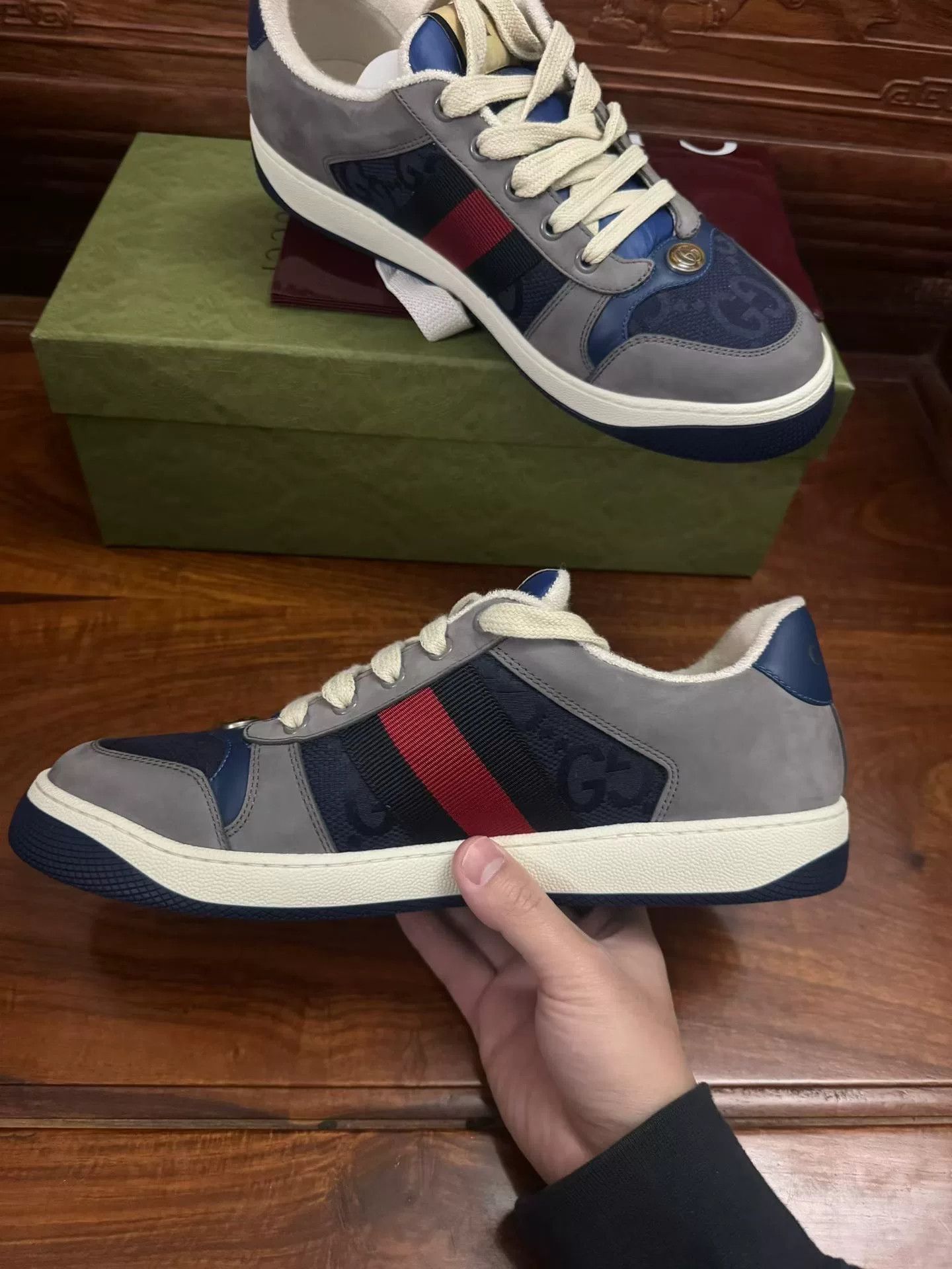 Gucci Gucci Gray Blue Dirty Shoes Size US 10 / EU 43 - 3 Thumbnail