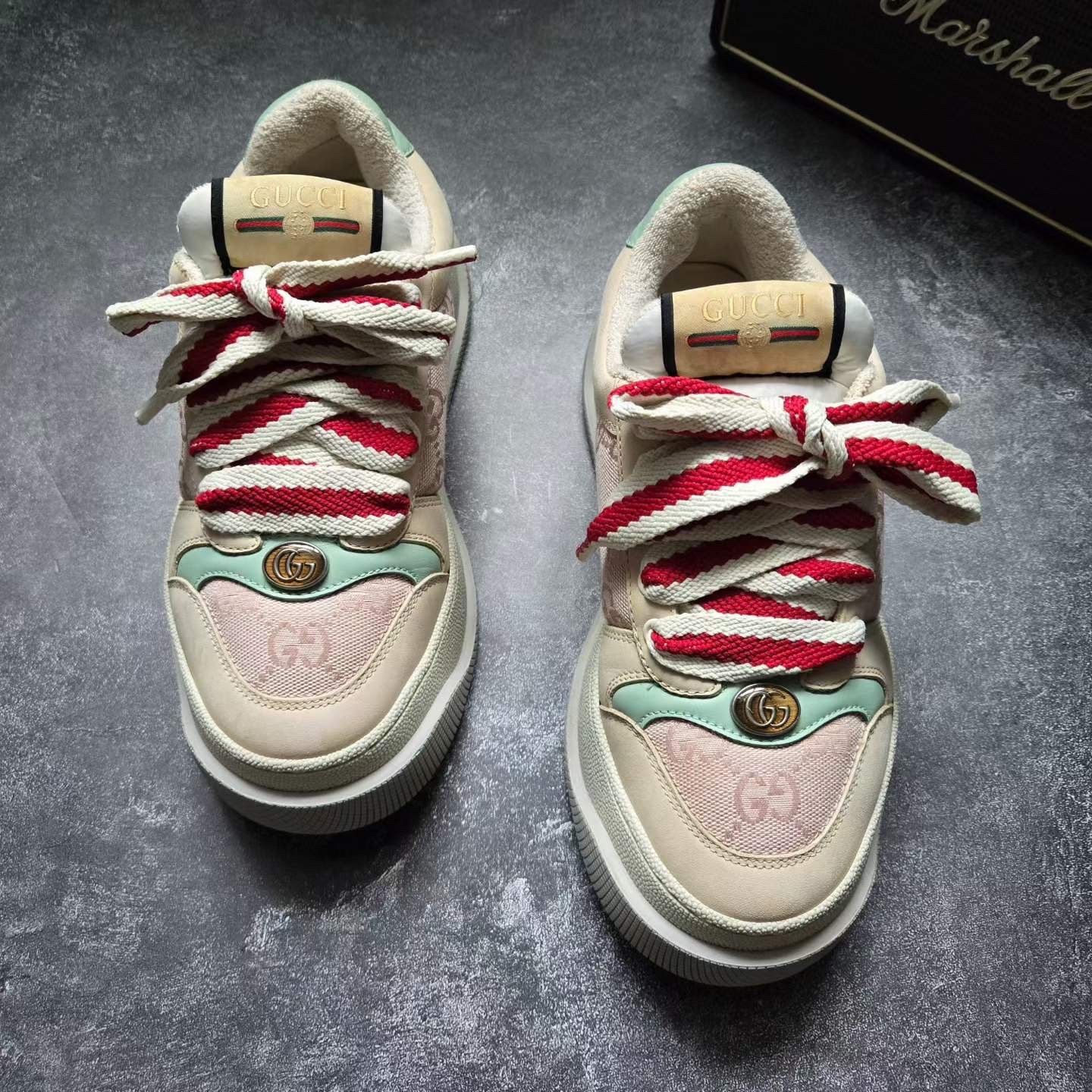 Gucci Gucci Pink Distressed Sneakers Size US 4.5 / IT 34.5 - 2 Thumbnail