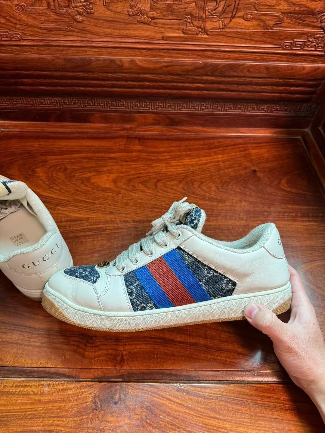 Gucci Gucci GG Enamel Distressed Sneakers Size US 8.5 / EU 41-42 - 4 Thumbnail