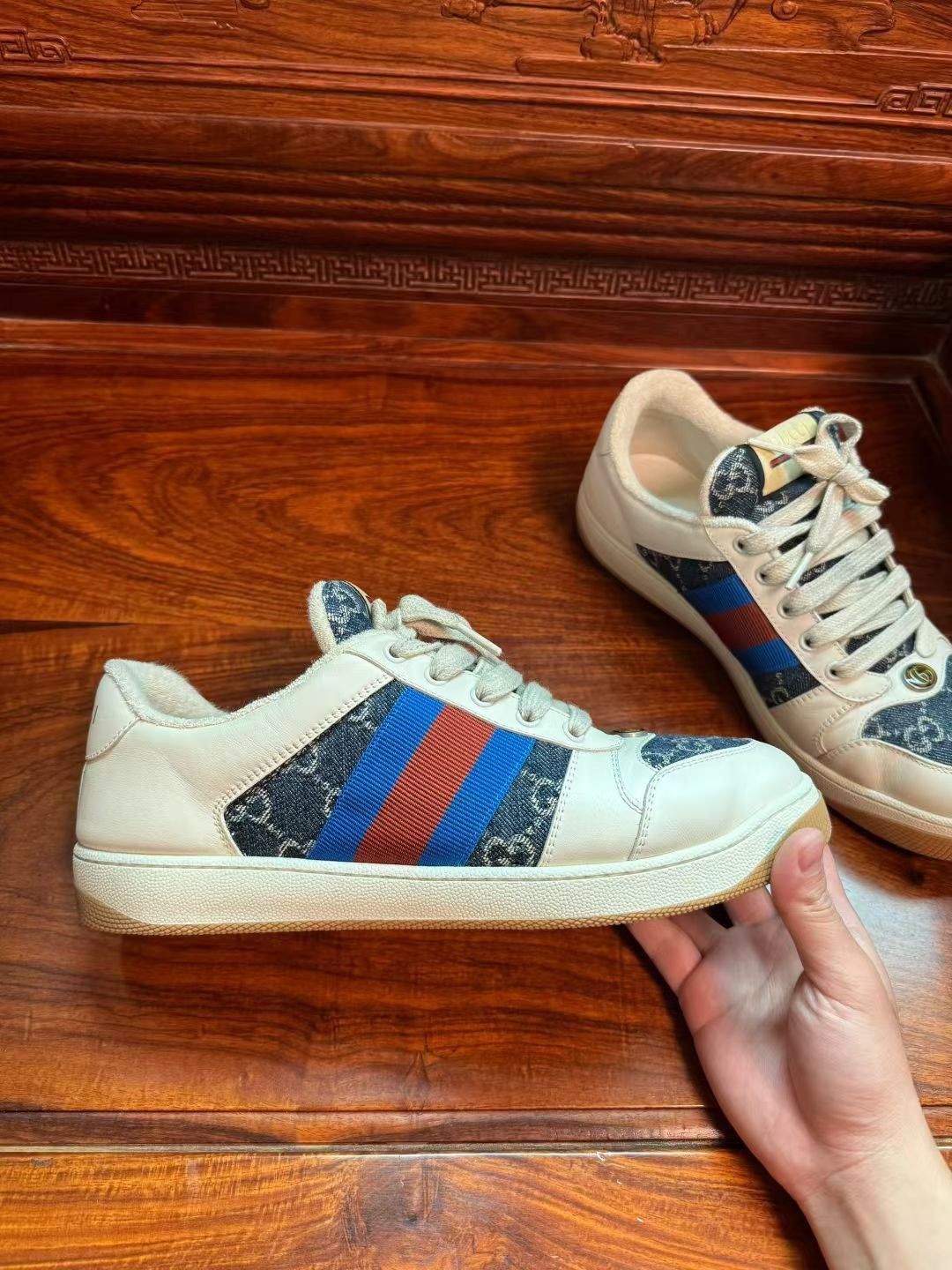 Gucci Gucci GG Enamel Distressed Sneakers Size US 8.5 / EU 41-42 - 2 Thumbnail