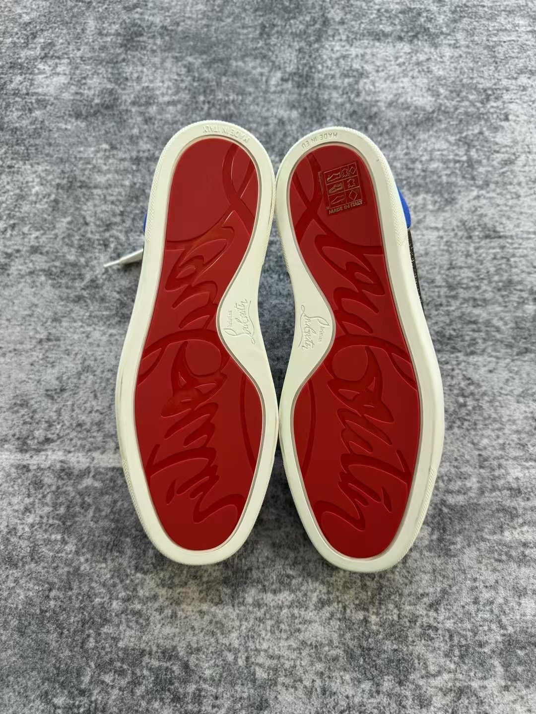 Christian Louboutin Christian Louboutin Red Blue Velvet High-Top Sneakers Size US 6.5 / EU 39-40 - 6 Thumbnail