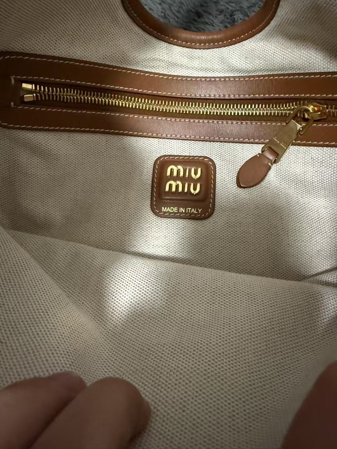 Miu Miu MIU MIU Ivy Stripe Canvas Tote Bag Size ONE SIZE - 3 Thumbnail