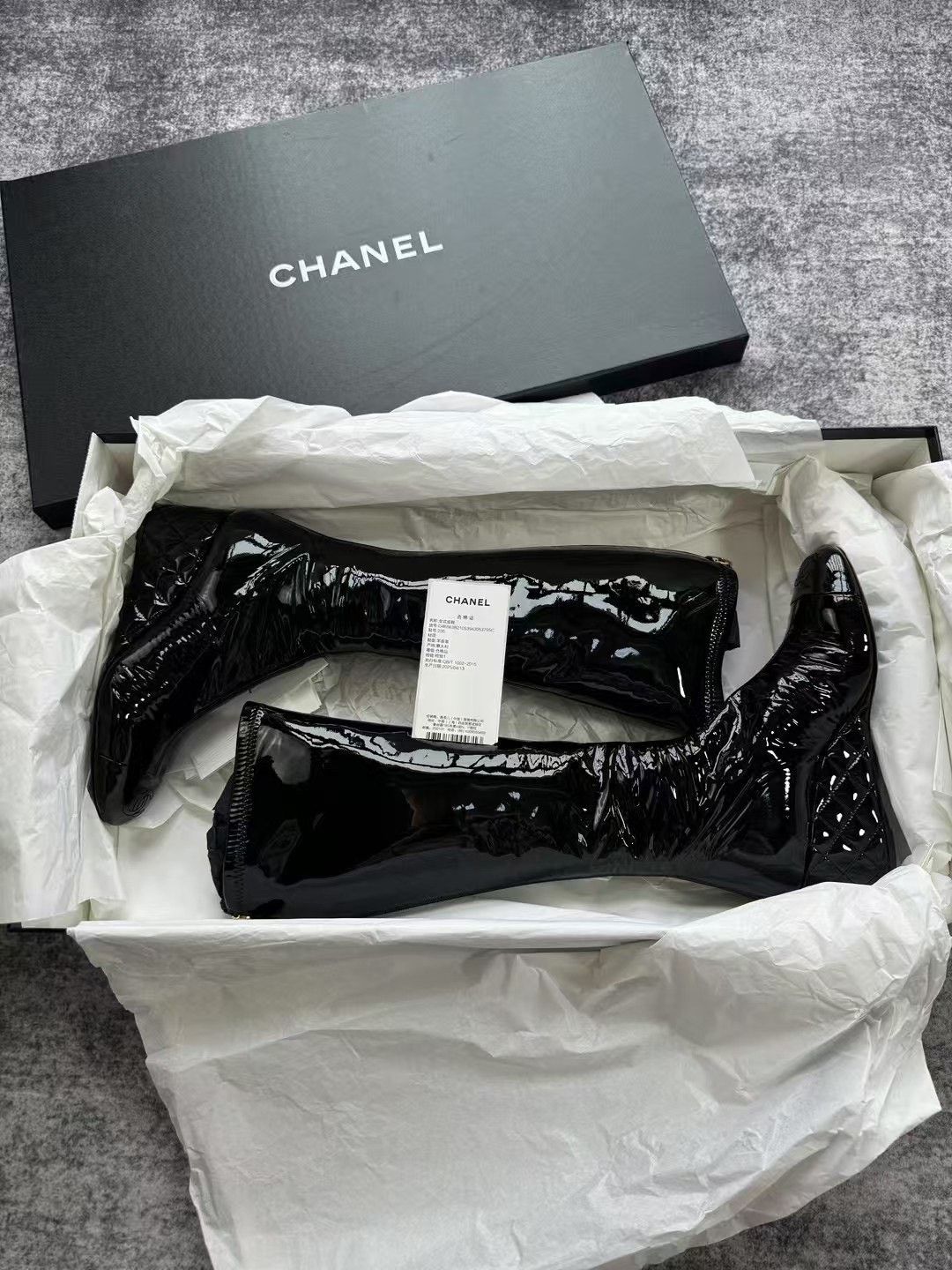 Chanel Chanel Patent Leather Wedge Knee-High Boots Size US 6 / IT 36 - 2 Thumbnail