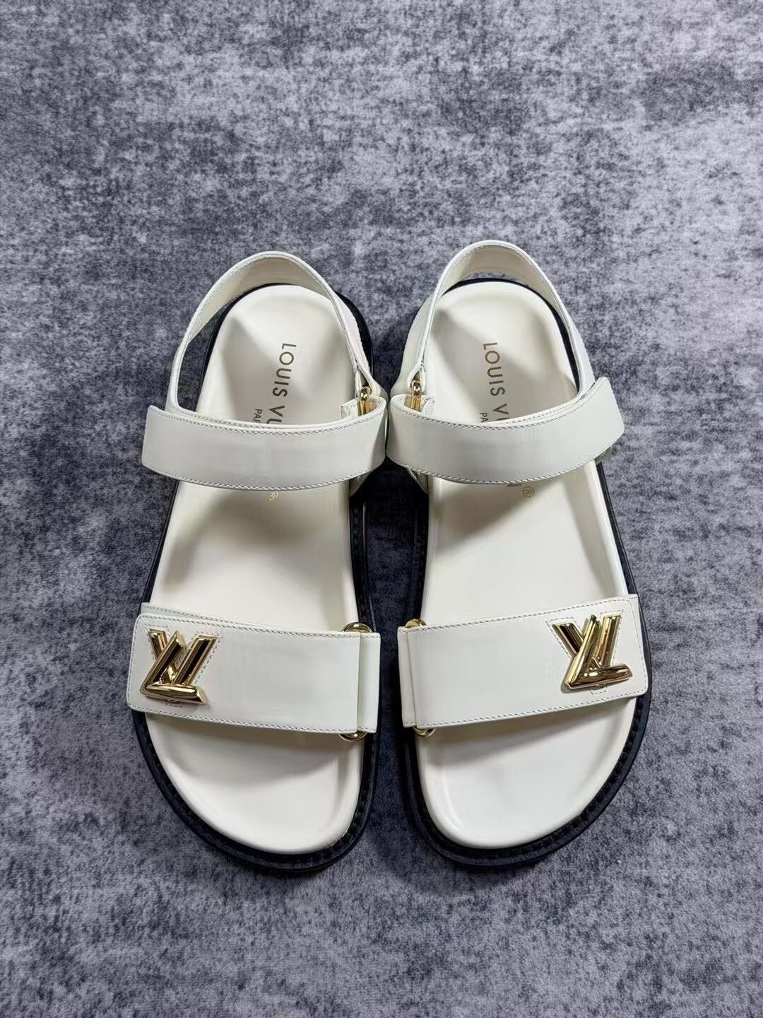 Louis Vuitton Louis Vuitton White Gold Logo Velcro Sandals Size US 6 / IT 36 - 2 Thumbnail
