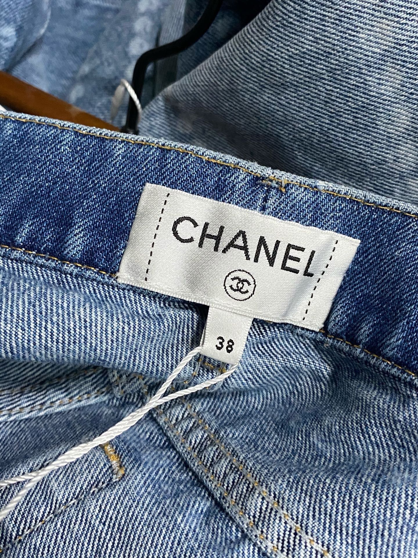Chanel Chanel Pearl Chain Denim Jeans Size 38" / US 16 / IT 52 - 5 Thumbnail