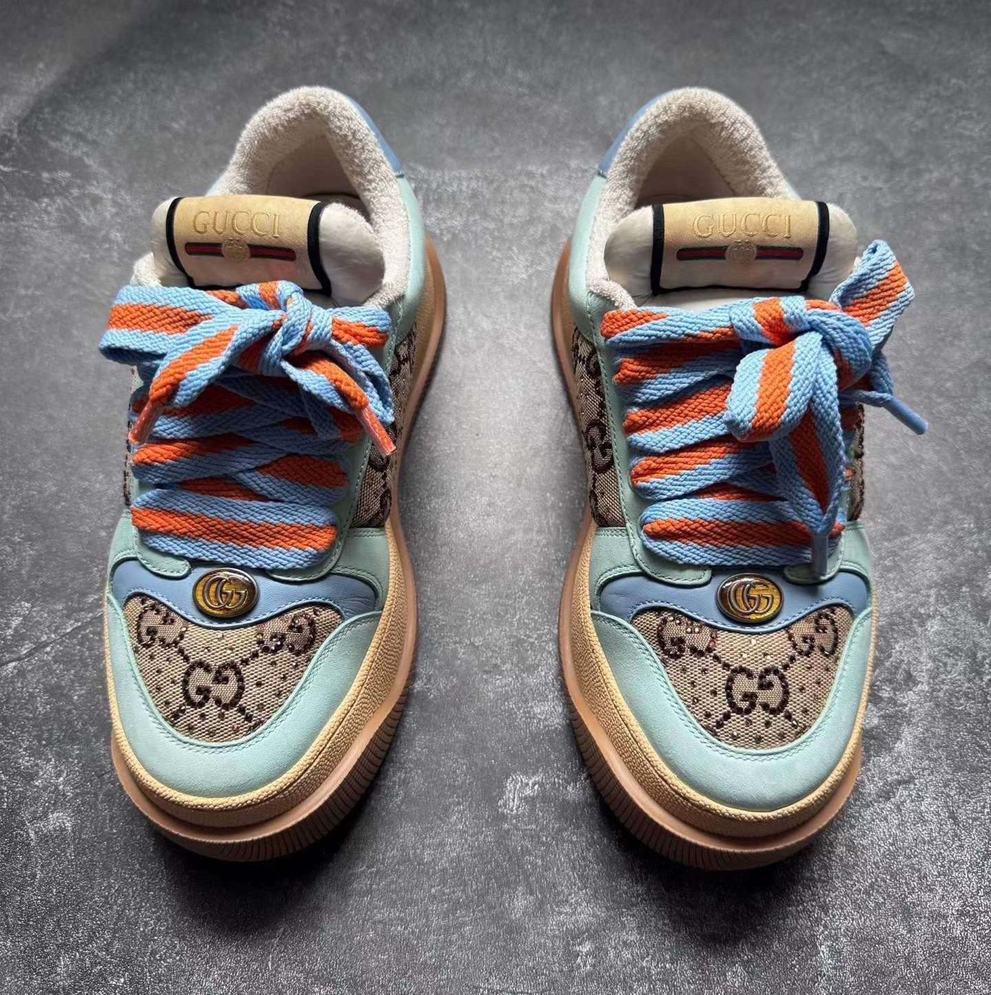 Gucci Gucci Platform Distressed Sneakers Brown Blue Size US 4.5 / IT 34.5 - 2 Thumbnail