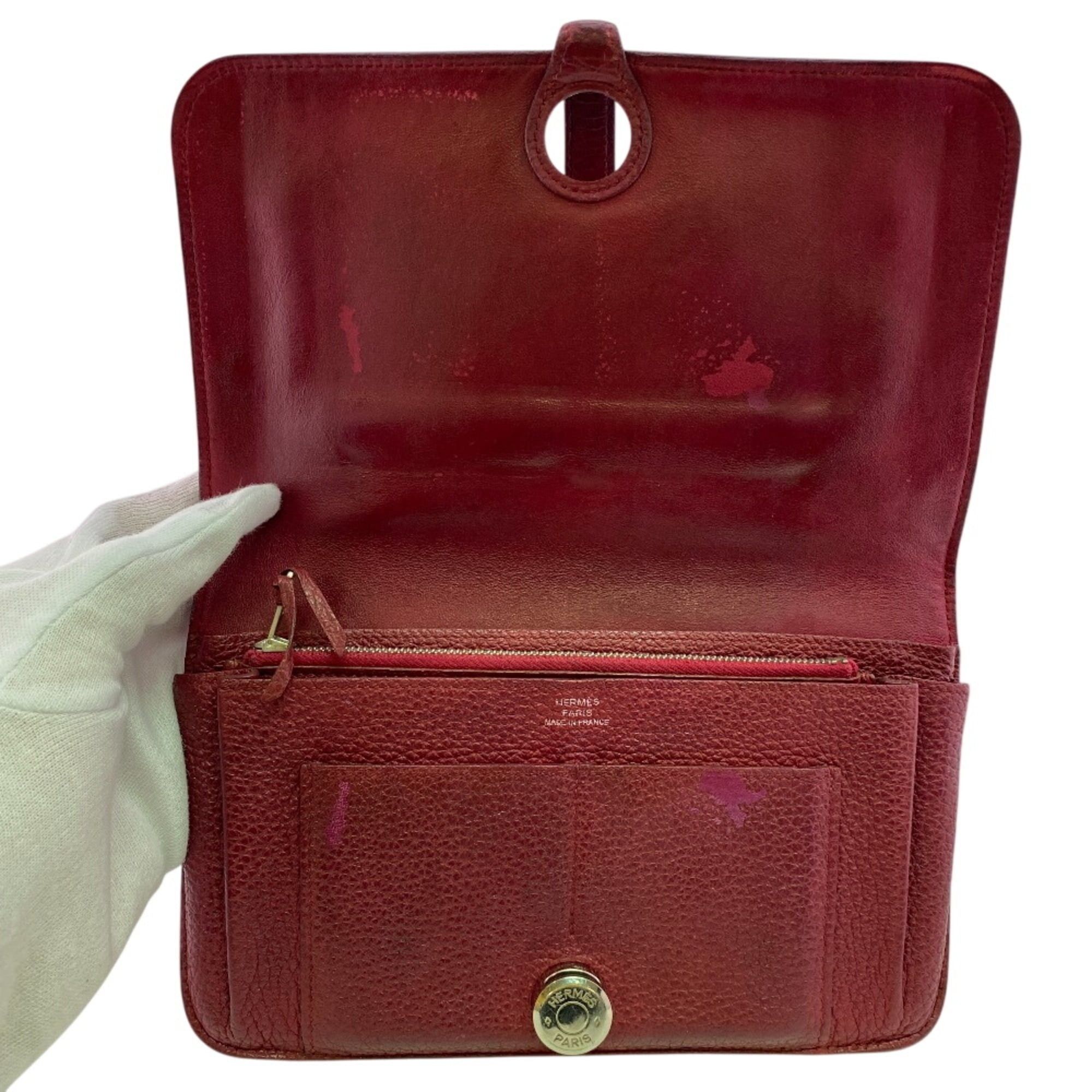 Hermes HERMES Dogon GM Bi-fold Flap Long Wallet, Red Size ONE SIZE - 5 Thumbnail