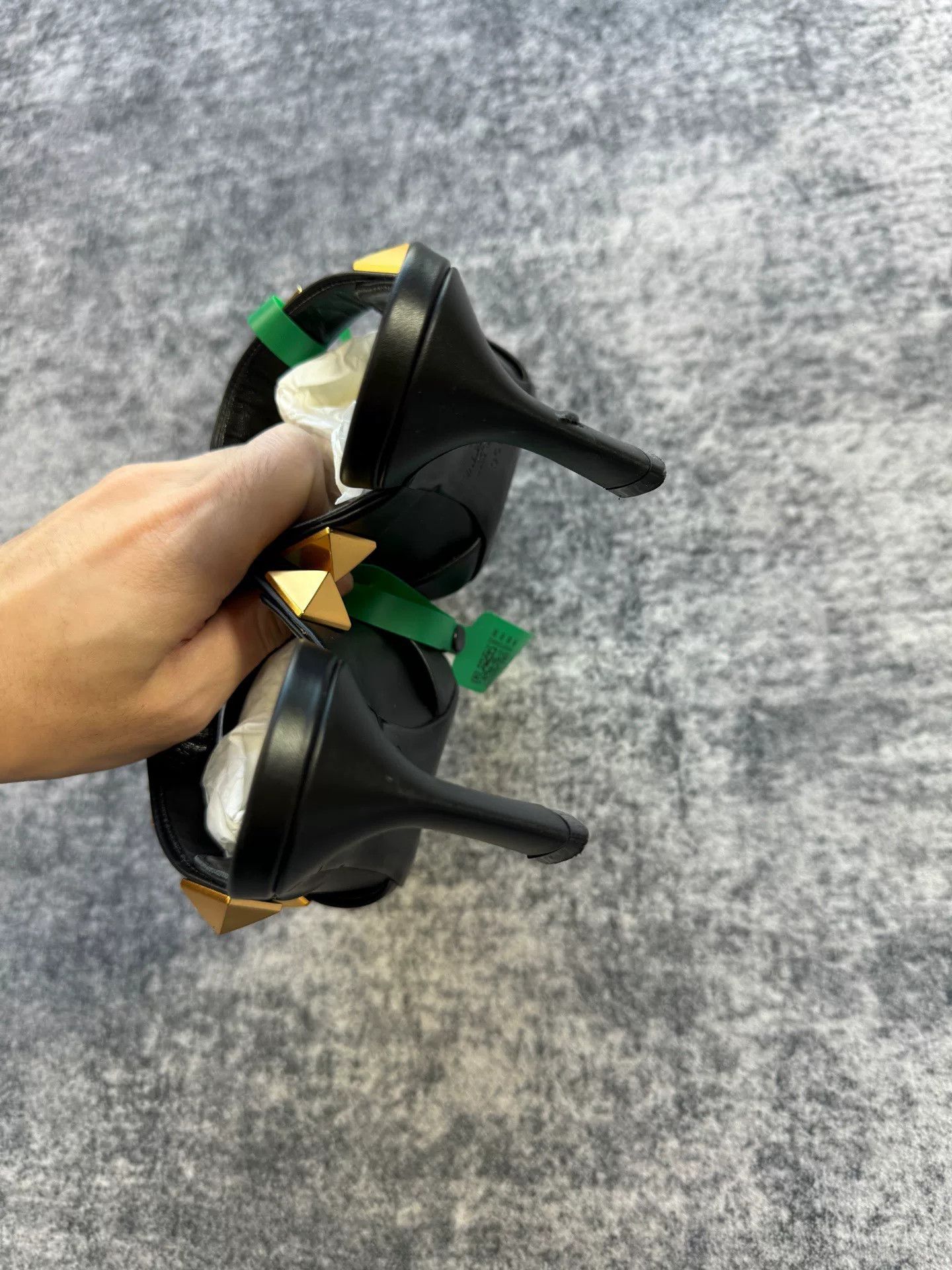 Valentino Valentino Black Gold Studded High Heels Size US 4.5 / IT 34.5 - 4 Thumbnail