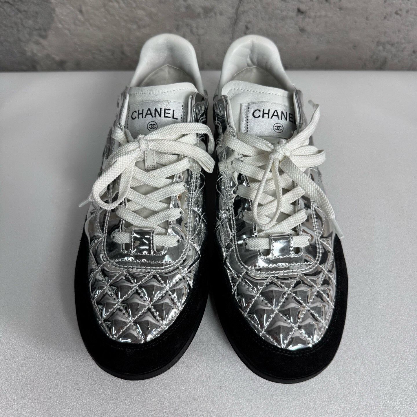 Chanel Chanel Quilted Silver Sneakers Size US 8 / IT 38 - 6 Thumbnail