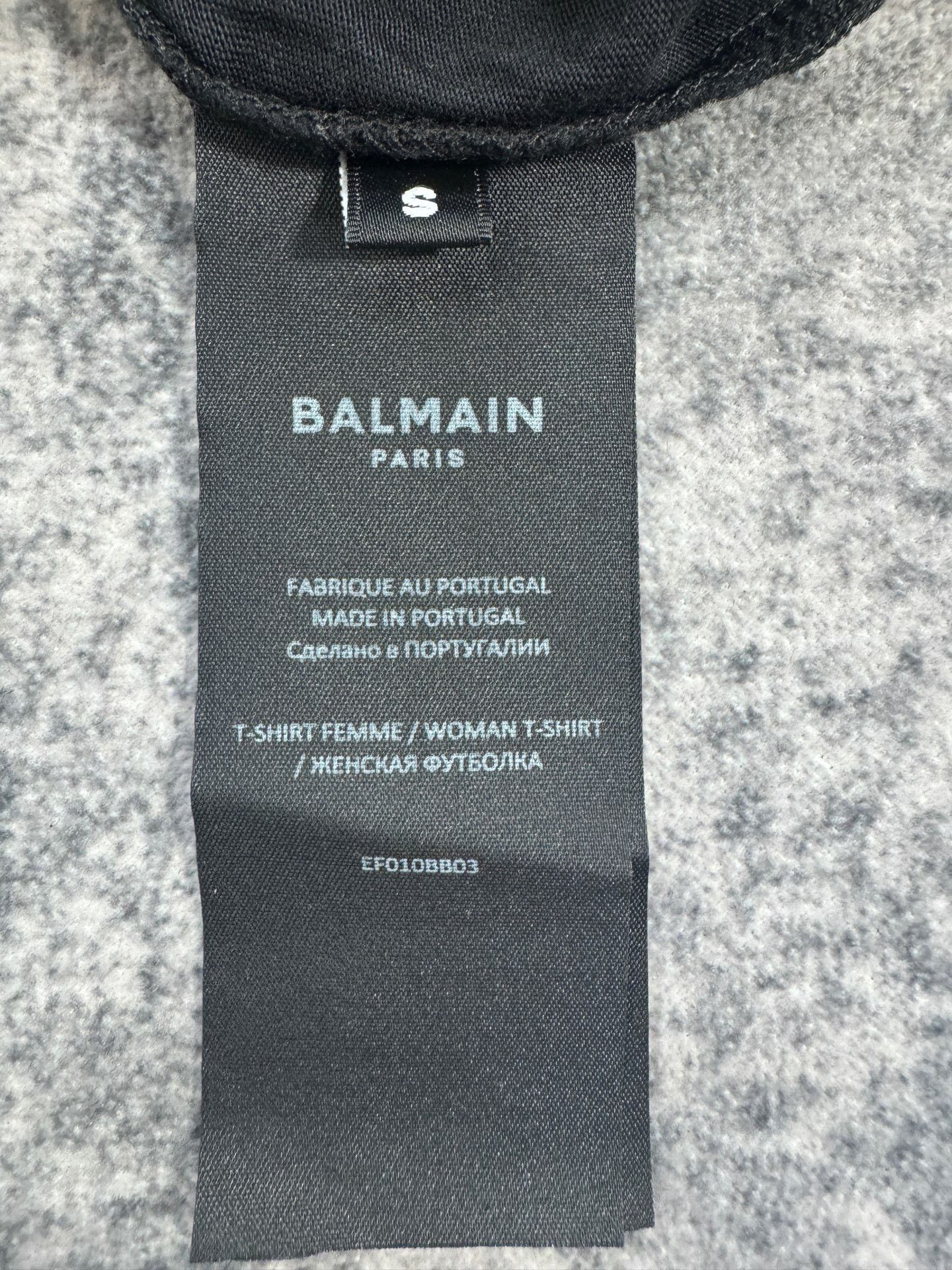 Balmain Balmain Black Rhinestone Logo Short-Sleeve Size S / US 4 / IT 40 - 4 Thumbnail
