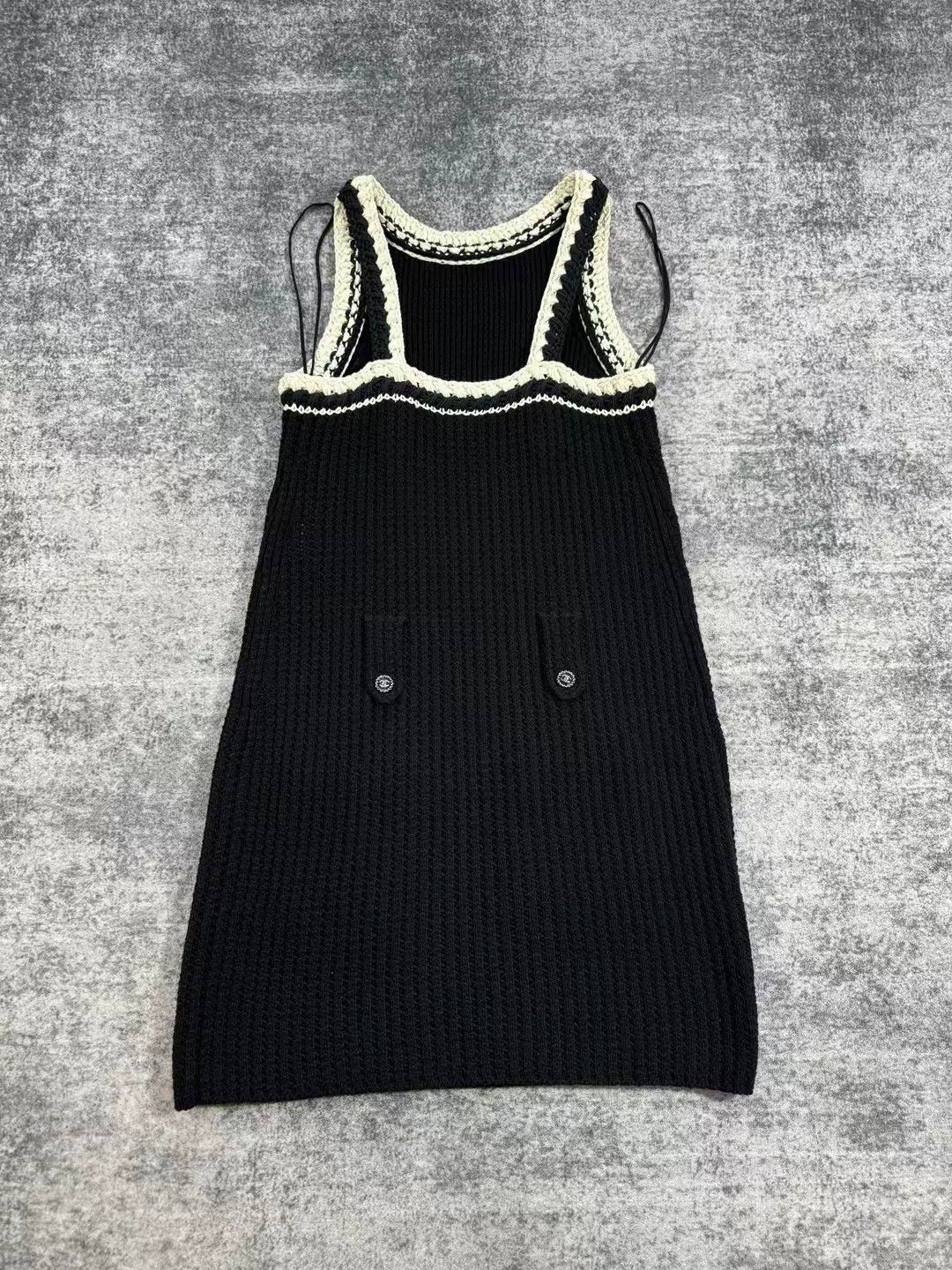 Chanel Chanel Black White Woven Trim Camisole Dress Size XXS / US 00 / IT 34 - 2 Thumbnail