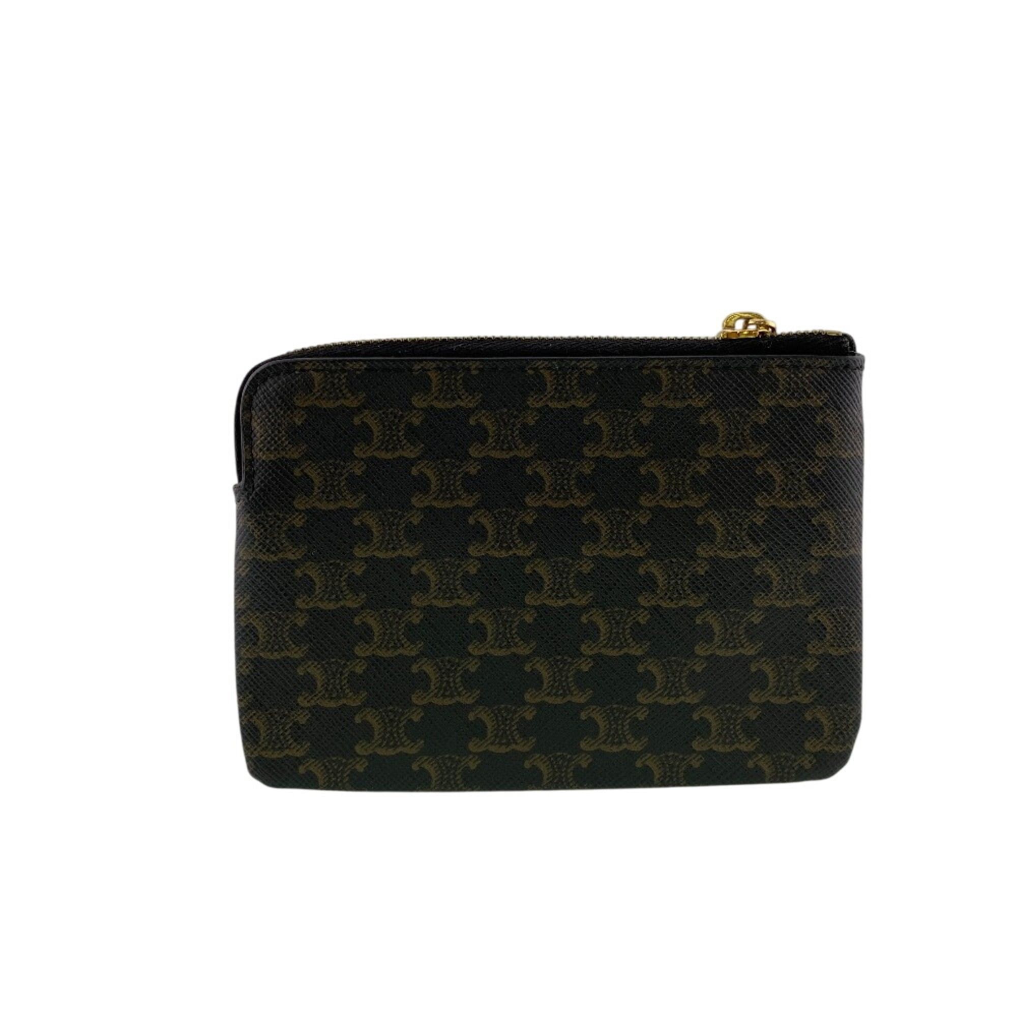 Celine CELINE Triomphe Coin Case Wallet Brown Size ONE SIZE - 2 Thumbnail