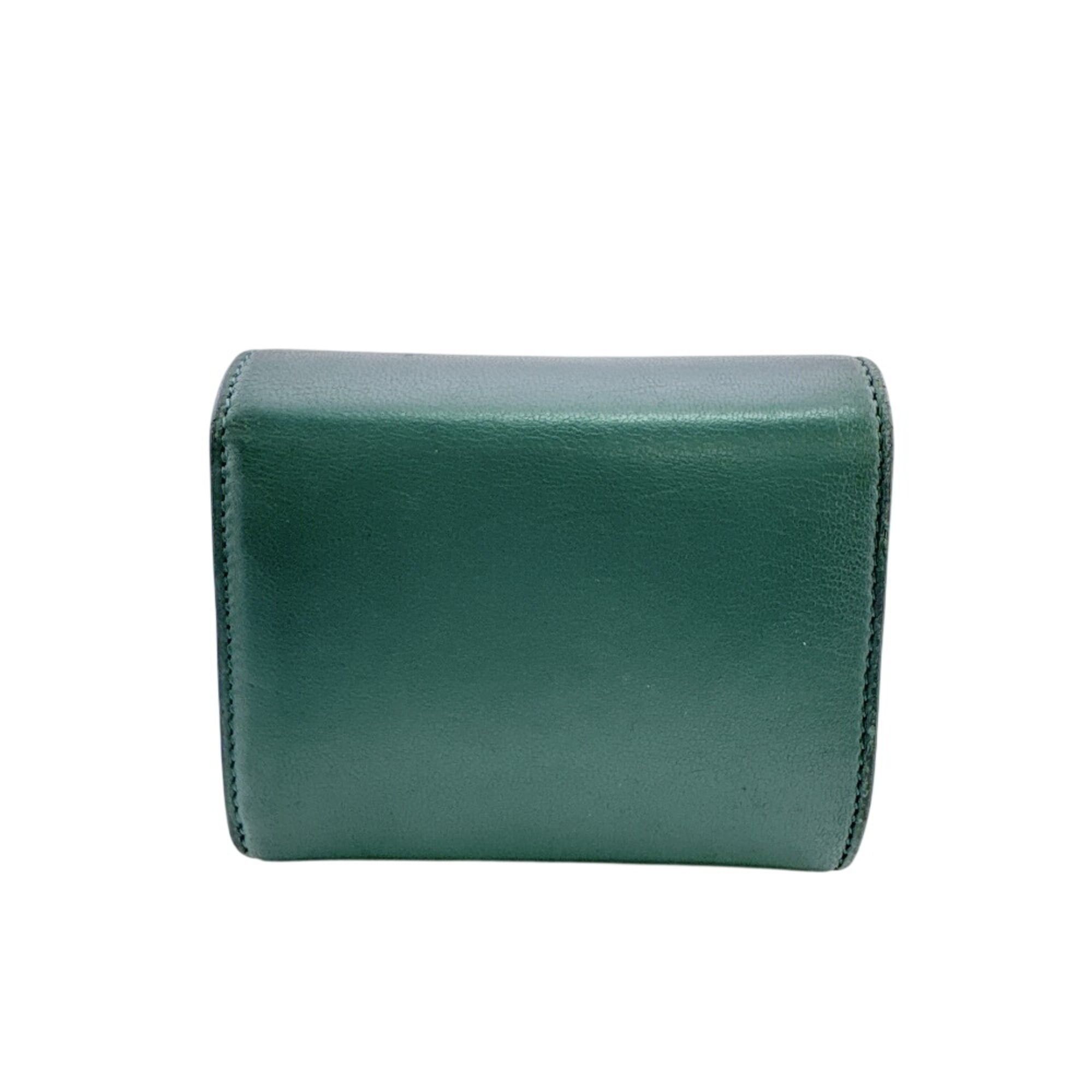 Celine Celine Compact Wallet Small Flap Triomphe Tri-fold Green Size ONE SIZE - 2 Thumbnail
