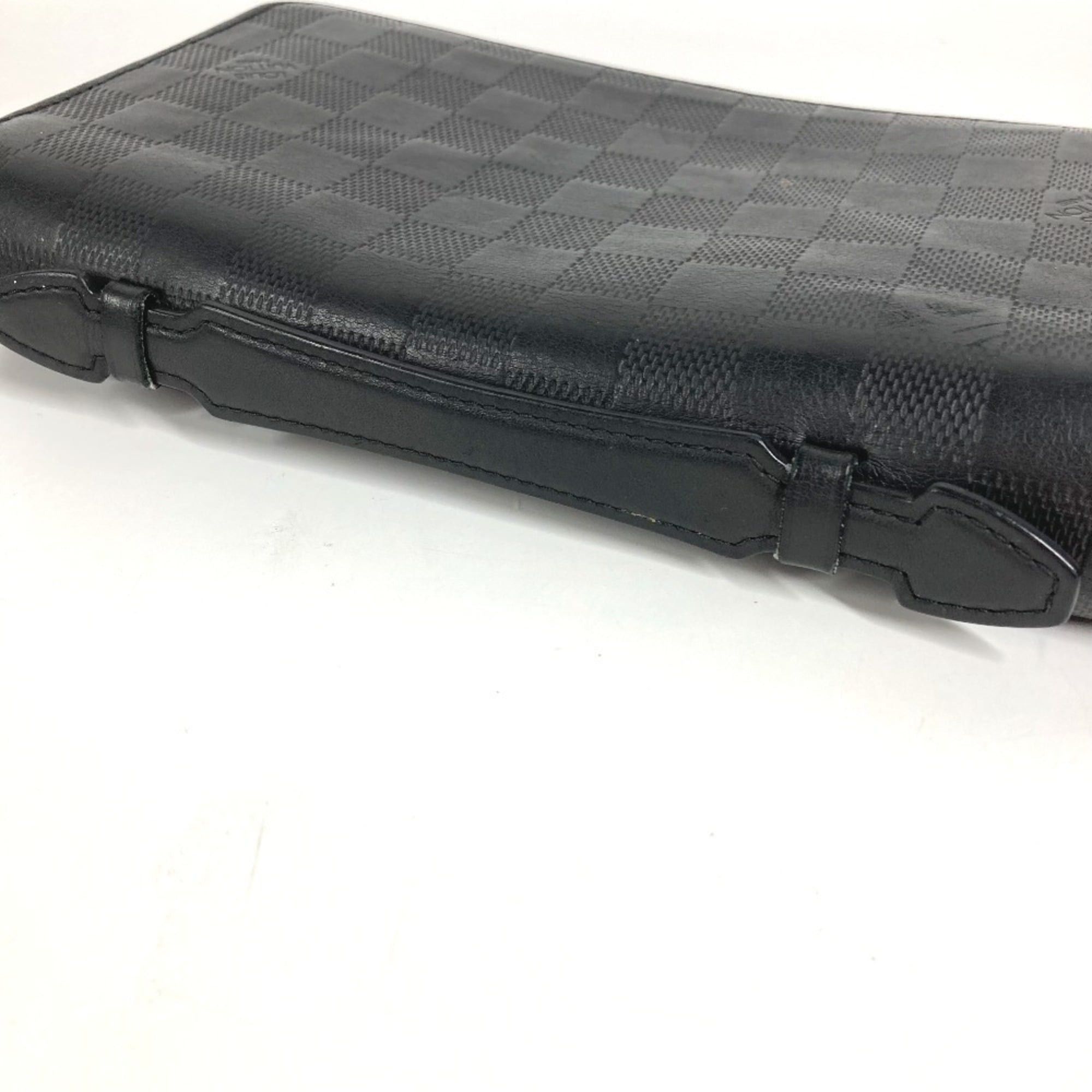 Louis Vuitton LOUIS VUITTON N61254 Damier Infini Zippy XL Long Wallet, Round Zipper, Leather, Men's and Women's, Black Size ONE SIZE - 7 Thumbnail