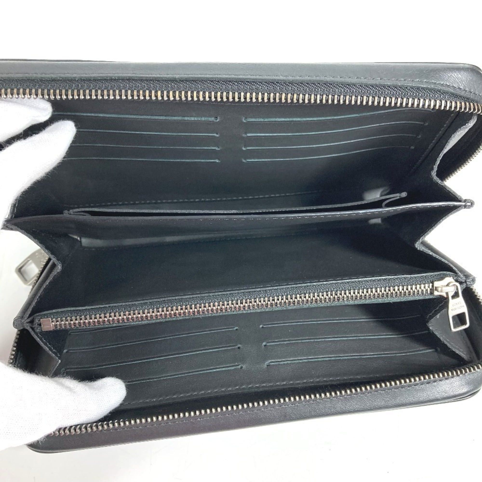 Louis Vuitton LOUIS VUITTON N61254 Damier Infini Zippy XL Long Wallet, Round Zipper, Leather, Men's and Women's, Black Size ONE SIZE - 9 Thumbnail