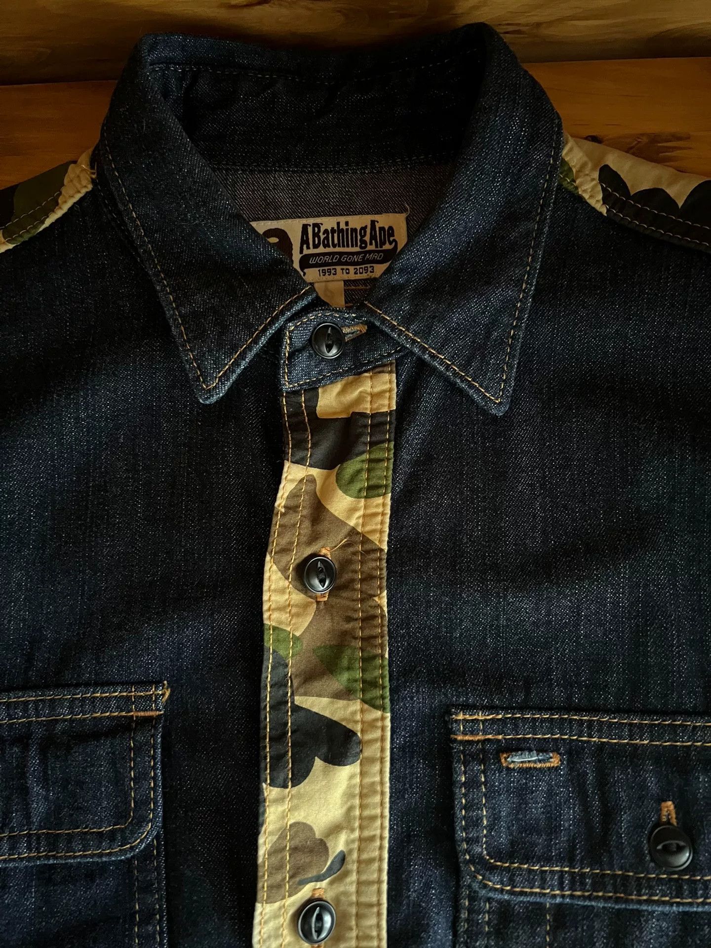 Bape BAPE Camo Indigo Denim Shirt Size US L / EU 52-54 / 3 - 9 Thumbnail