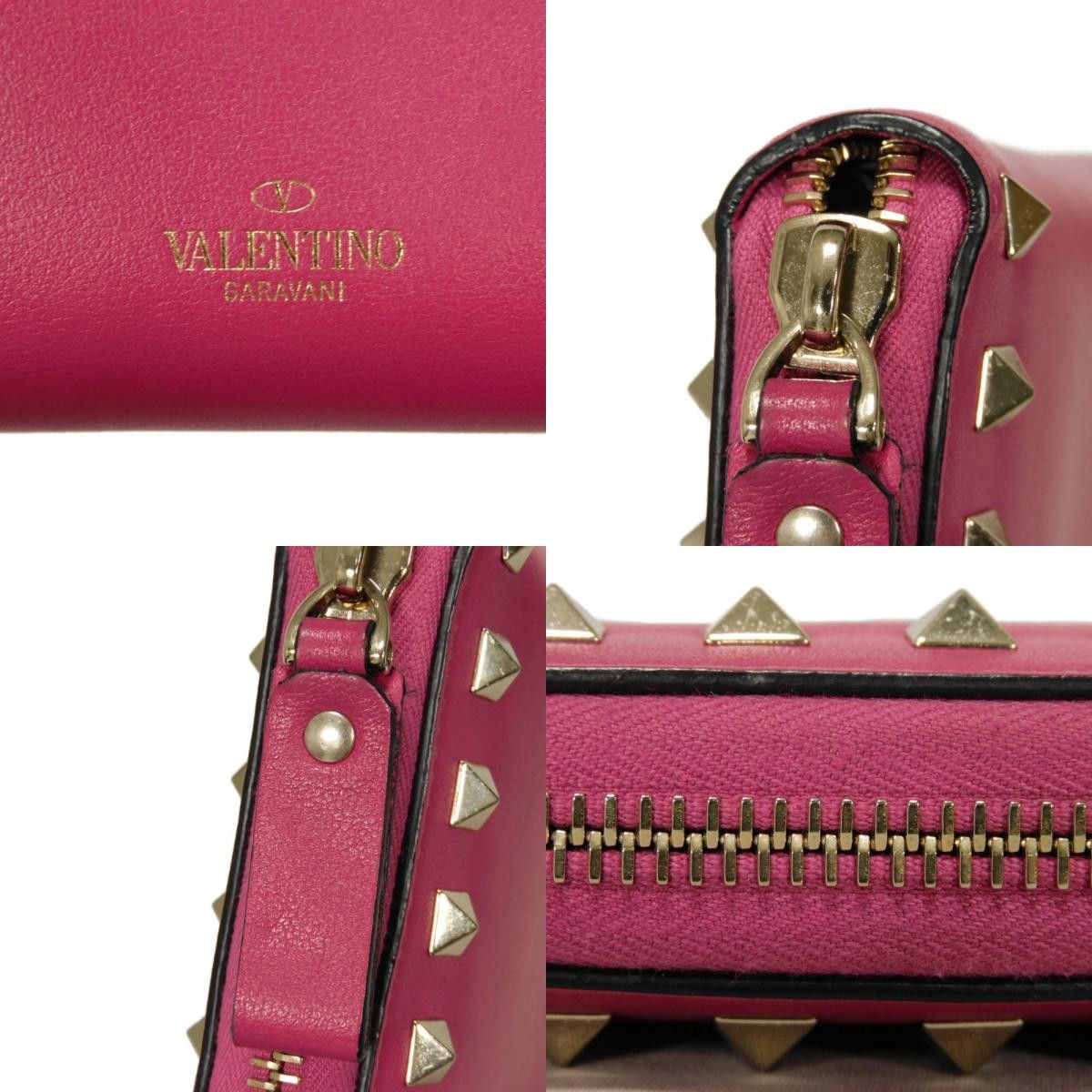 Valentino Valentino Valentino Garavani Rockstud Smooth Calfskin Long Wallet Leather Long Wallet QW2P0645BOL DUTY FREE for USA Size ONE SIZE - 17 Thumbnail