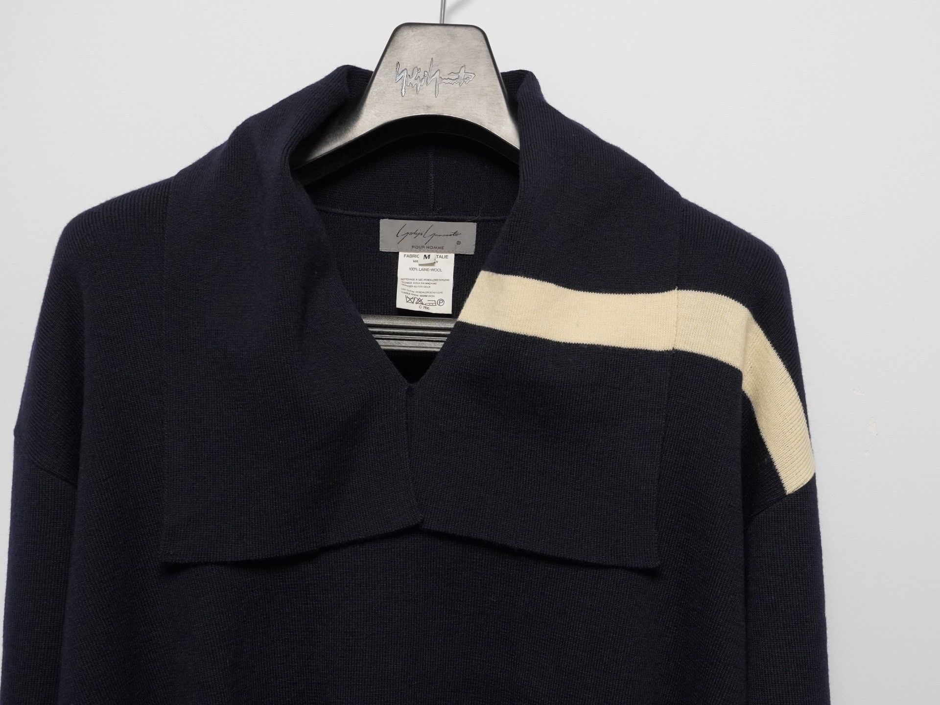 Yohji Yamamoto Yohji Yamamoto 1980ss Navy Collar Wool Sweater Size US M / EU 48-50 / 2 - 2 Thumbnail