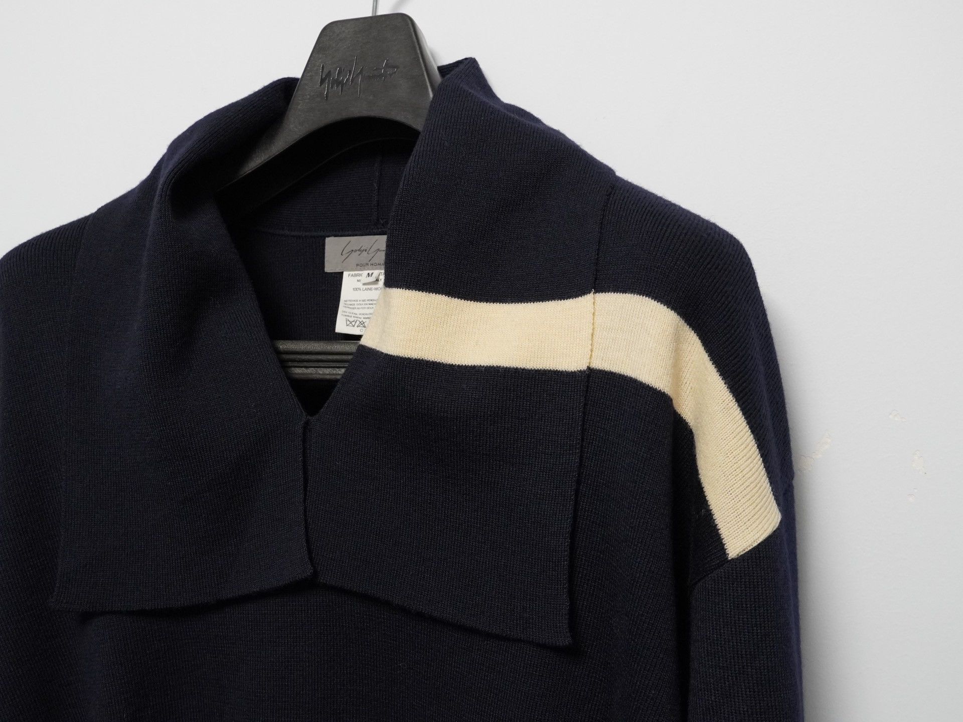 Yohji Yamamoto Yohji Yamamoto 1980ss Navy Collar Wool Sweater Size US M / EU 48-50 / 2 - 3 Thumbnail