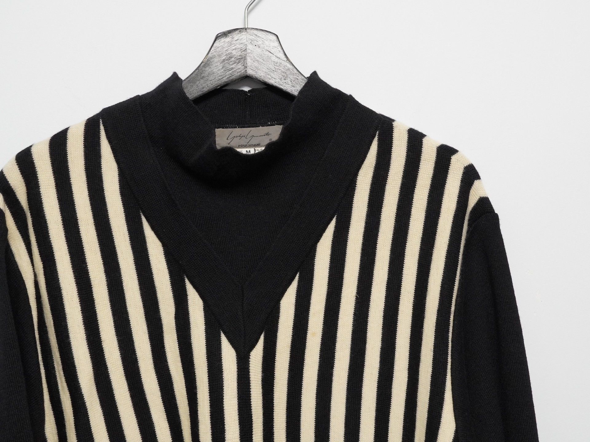 Yohji Yamamoto Yohji Yamamoto 1990SS Double Collar Striped Sweater Size US M / EU 48-50 / 2 - 4 Thumbnail