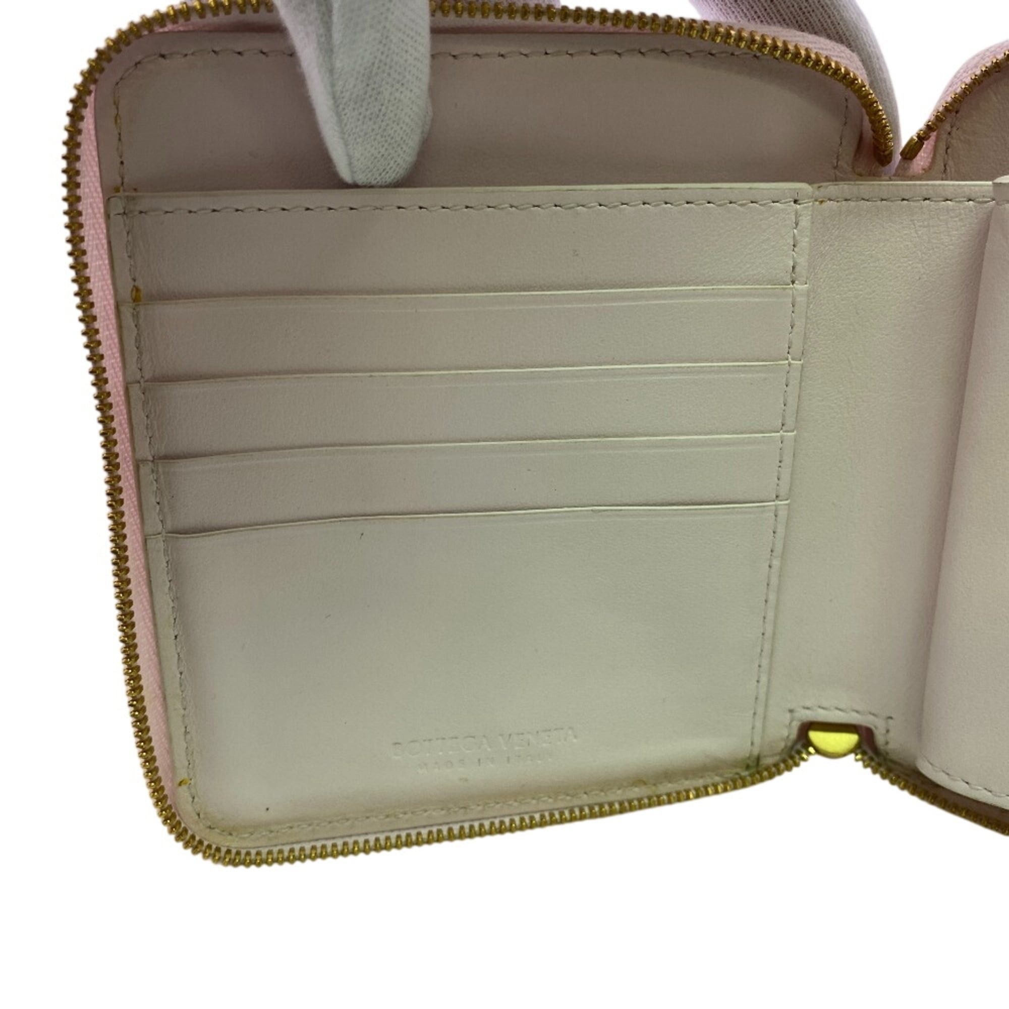 Bottega Veneta Bottega Veneta Round Zipper Maxi Intrecciato Bi-fold Wallet Pink Size ONE SIZE - 7 Thumbnail
