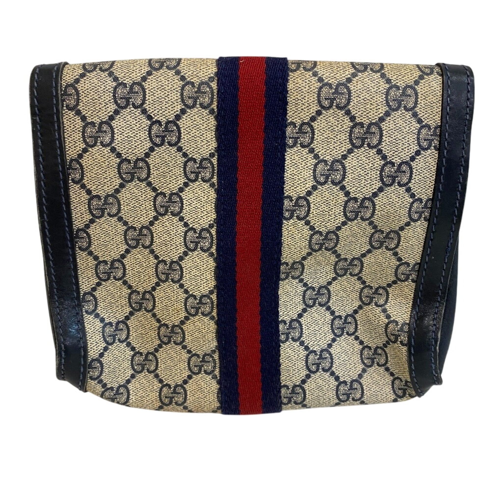 Gucci GUCCI Old Gucci Vanity Cosmetic Pouch Second Bag GG Pattern Sherry Line Clutch Black Size ONE SIZE - 2 Thumbnail