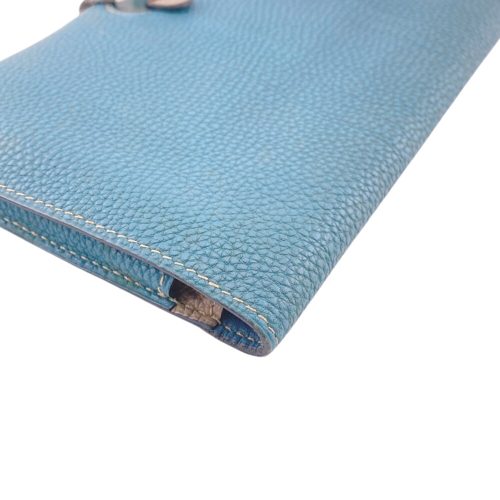 Hermes HERMES Dogon GM Long Wallet with Sellier Buttons, Blue Size ONE SIZE - 3 Thumbnail