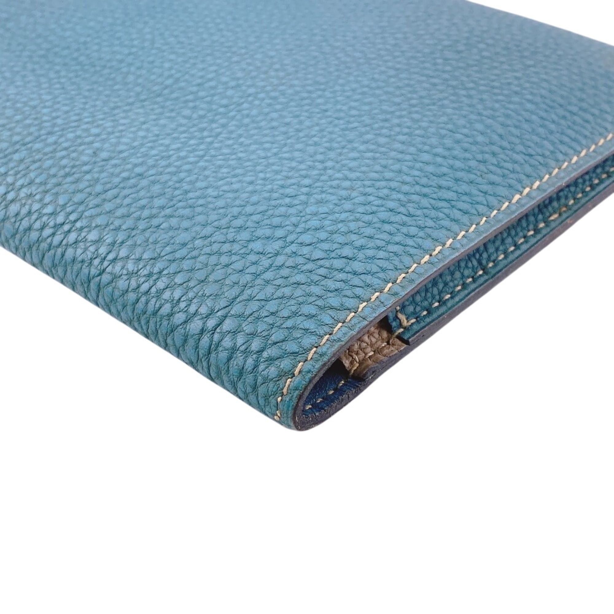 Hermes HERMES Dogon GM Long Wallet with Sellier Buttons, Blue Size ONE SIZE - 6 Thumbnail