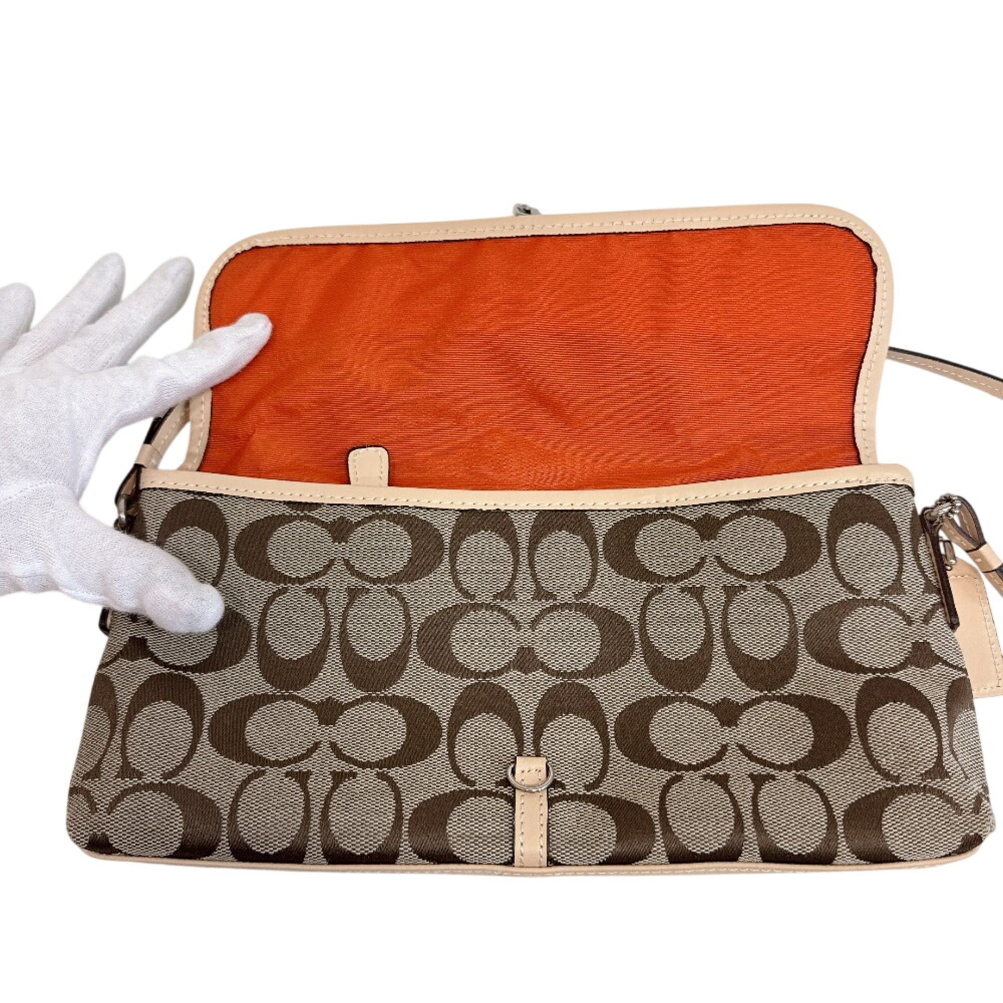COACH 6348 Accessory Pouch One-Shoulder Bag Signature Handbag Brown