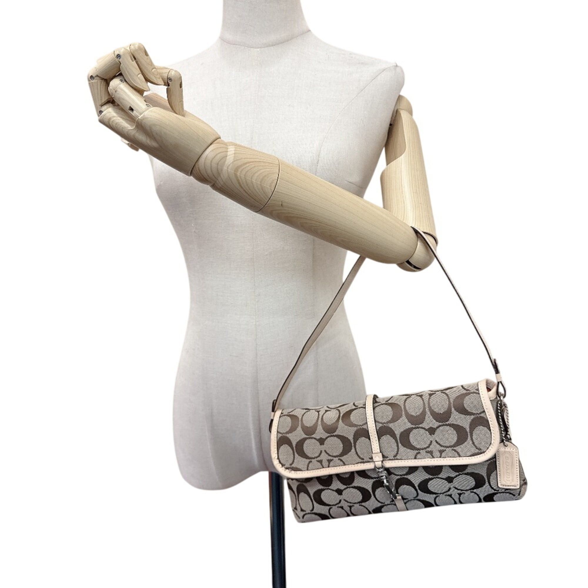 COACH 6348 Accessory Pouch One-Shoulder Bag Signature Handbag Brown