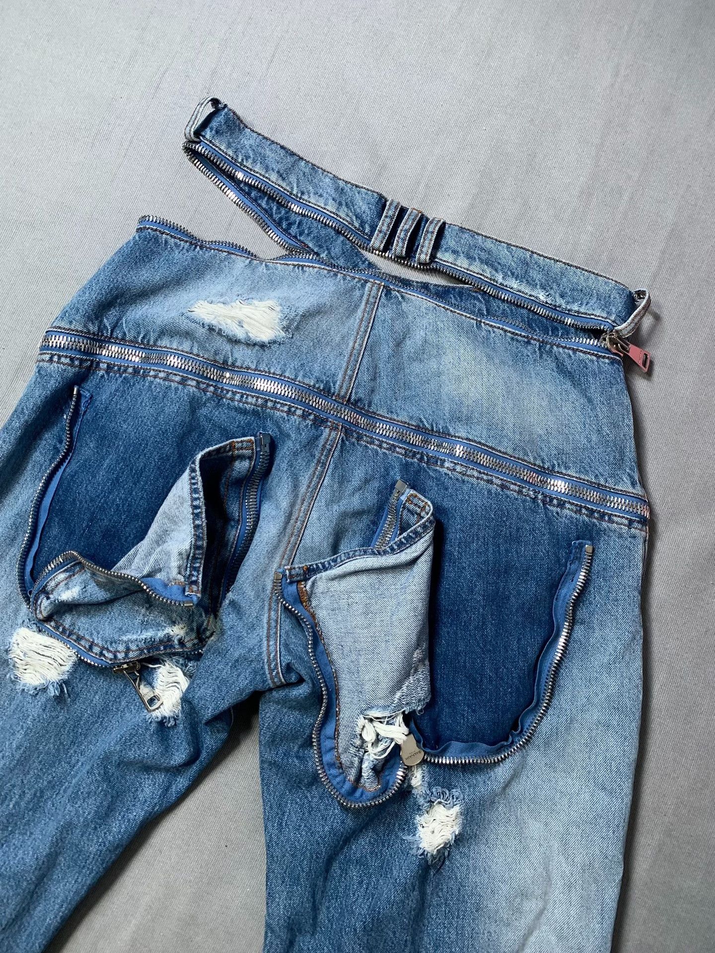 Balmain BALMAIN Ripped Wide-Leg Jeans Size US 31 - 5 Thumbnail