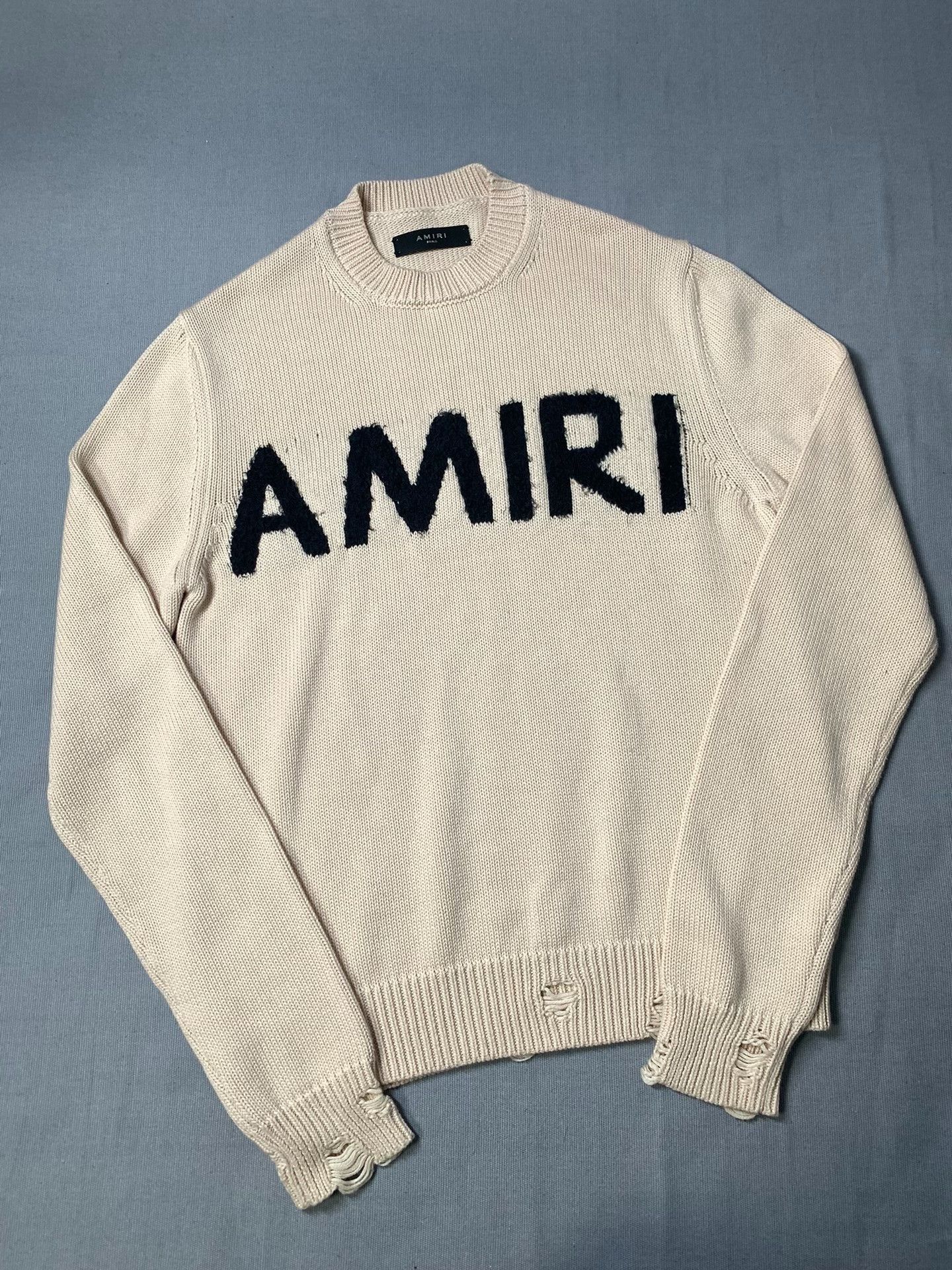 Amiri AMIRI Distressed Wool Blend Sweatshirt Size US S / EU 44-46 / 1 - 2 Thumbnail
